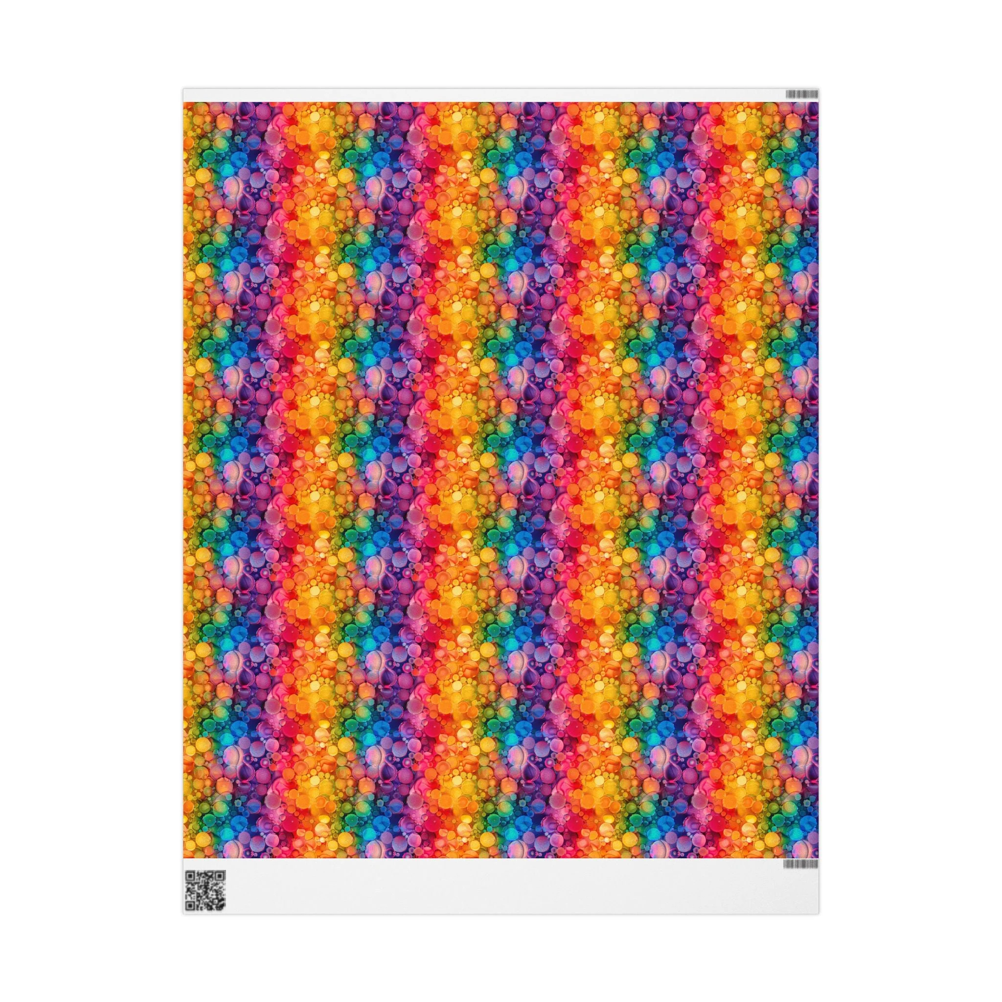 Bespattered Facade Rainbow Ink Circles Wrapping Paper | Three Sizes | Glossy or Matte - Image 6