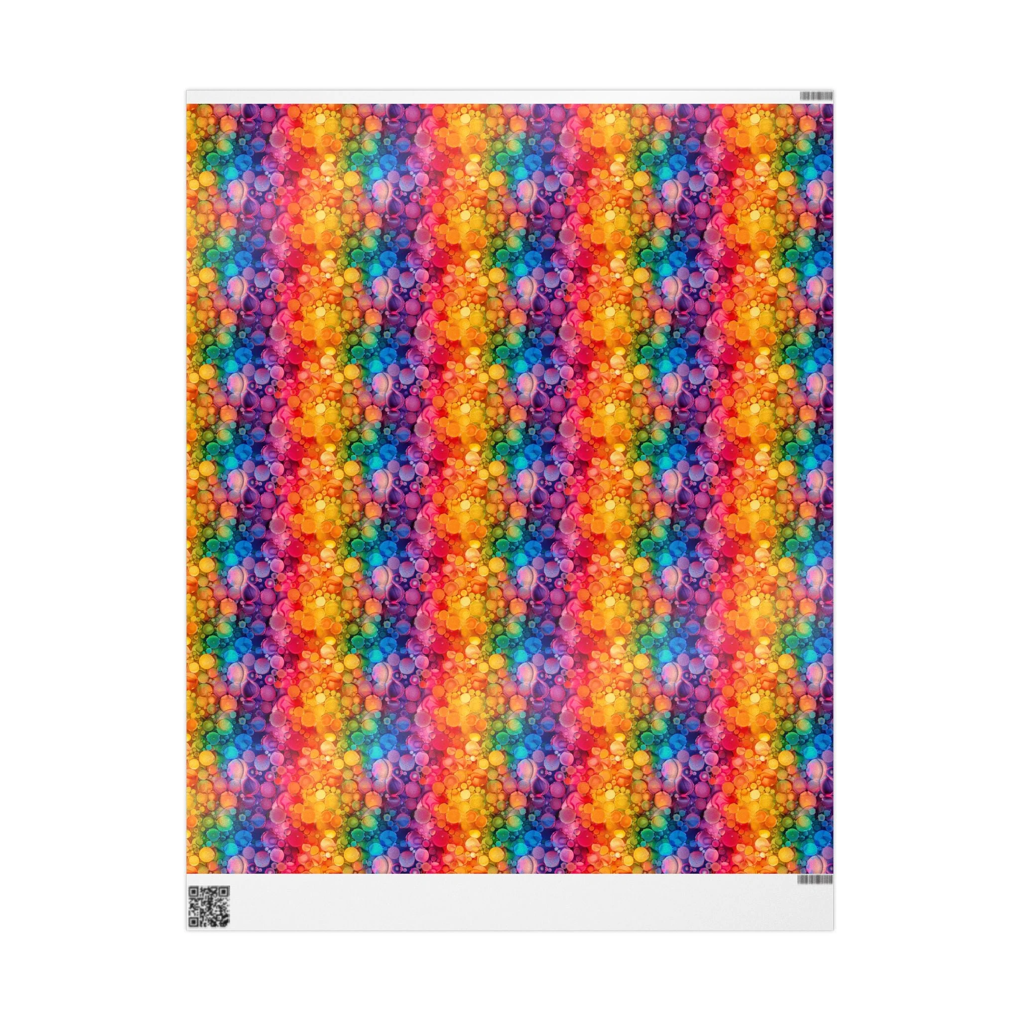 Bespattered Facade Rainbow Ink Circles Wrapping Paper | Three Sizes | Glossy or Matte - Image 7