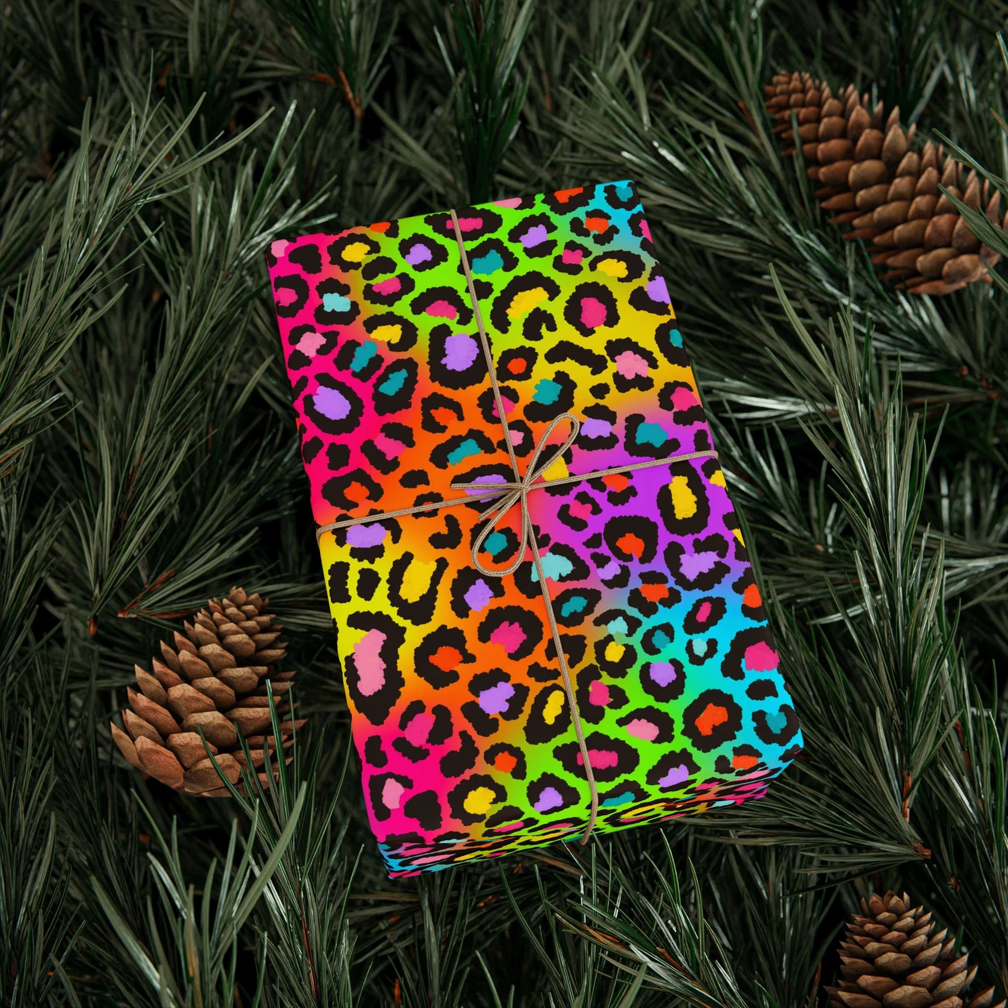 Bespattered Facade Rainbow Leopard Wrapping Paper | Three Sizes | Glossy or Matte - Image 3