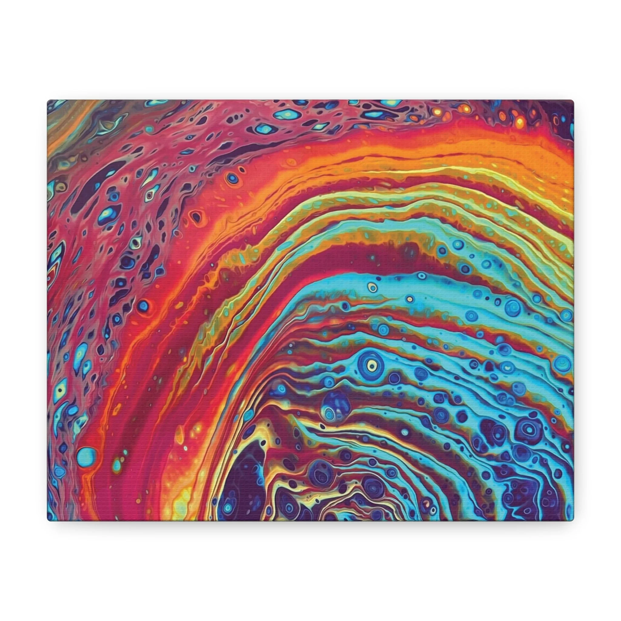 Bespattered Facade Rainbow Rings Stretched Matte Canvas Art Prints | Multiple Sizes - Image 2