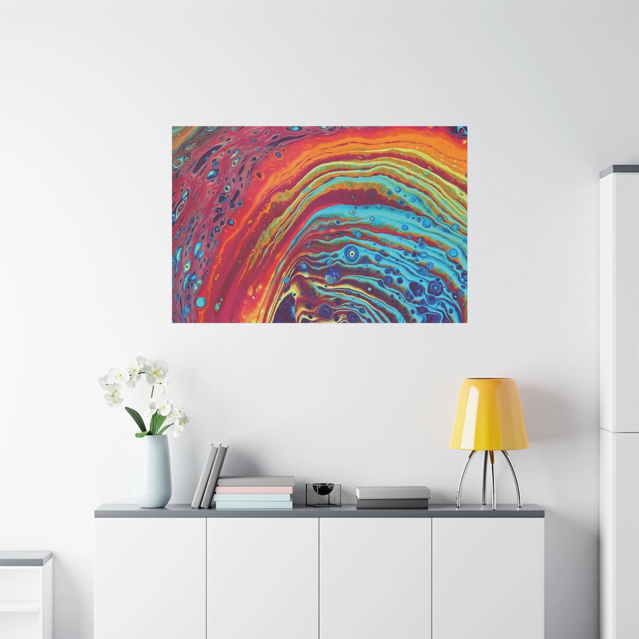 Bespattered Facade Rainbow Rings Stretched Matte Canvas Art Prints | Multiple Sizes - Image 27