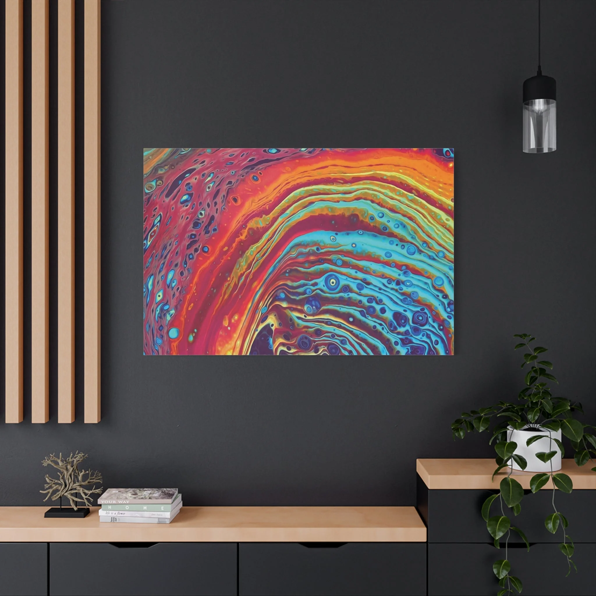 Bespattered Facade Rainbow Rings Stretched Matte Canvas Art Prints | Multiple Sizes - Image 28