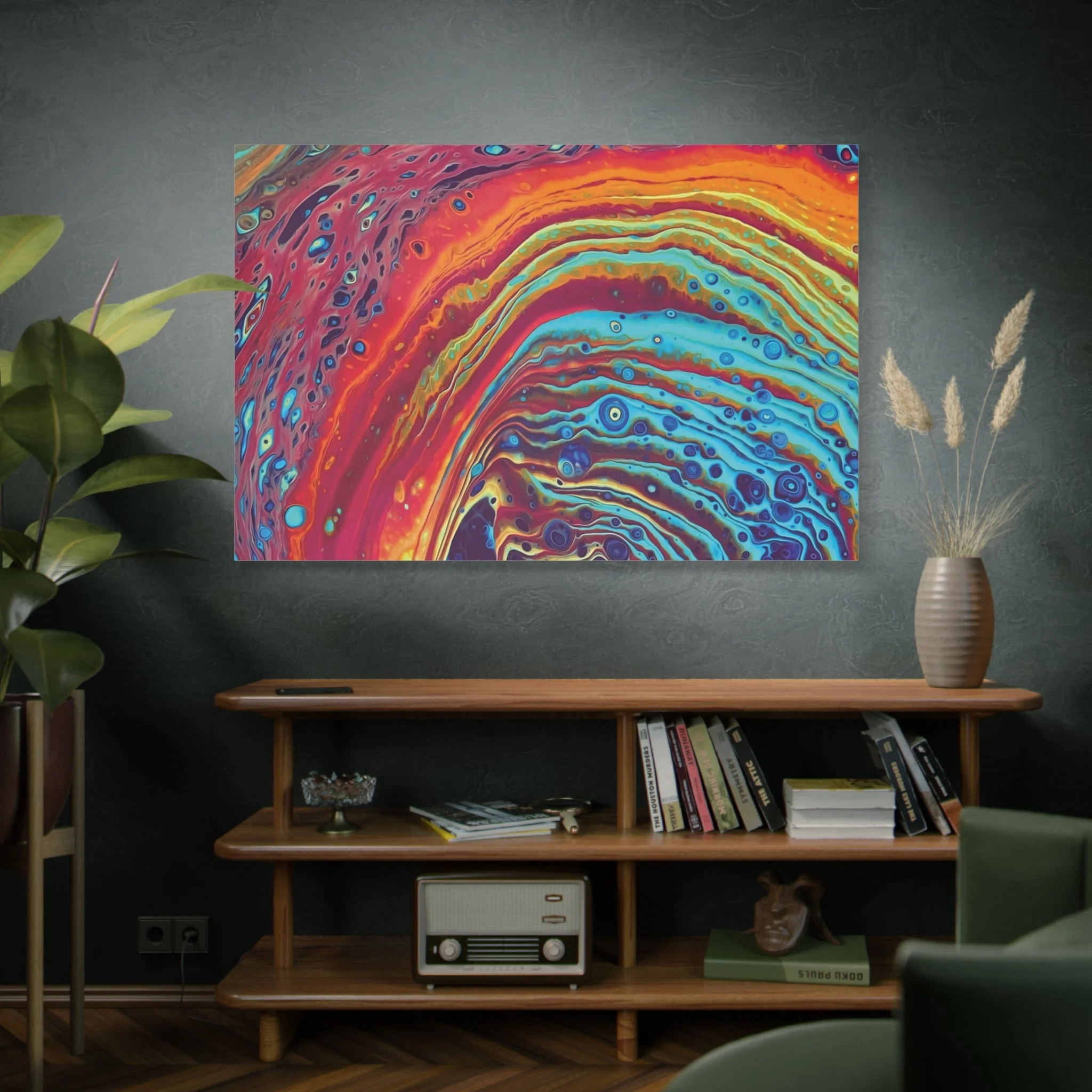 Bespattered Facade Rainbow Rings Stretched Matte Canvas Art Prints | Multiple Sizes - Image 29