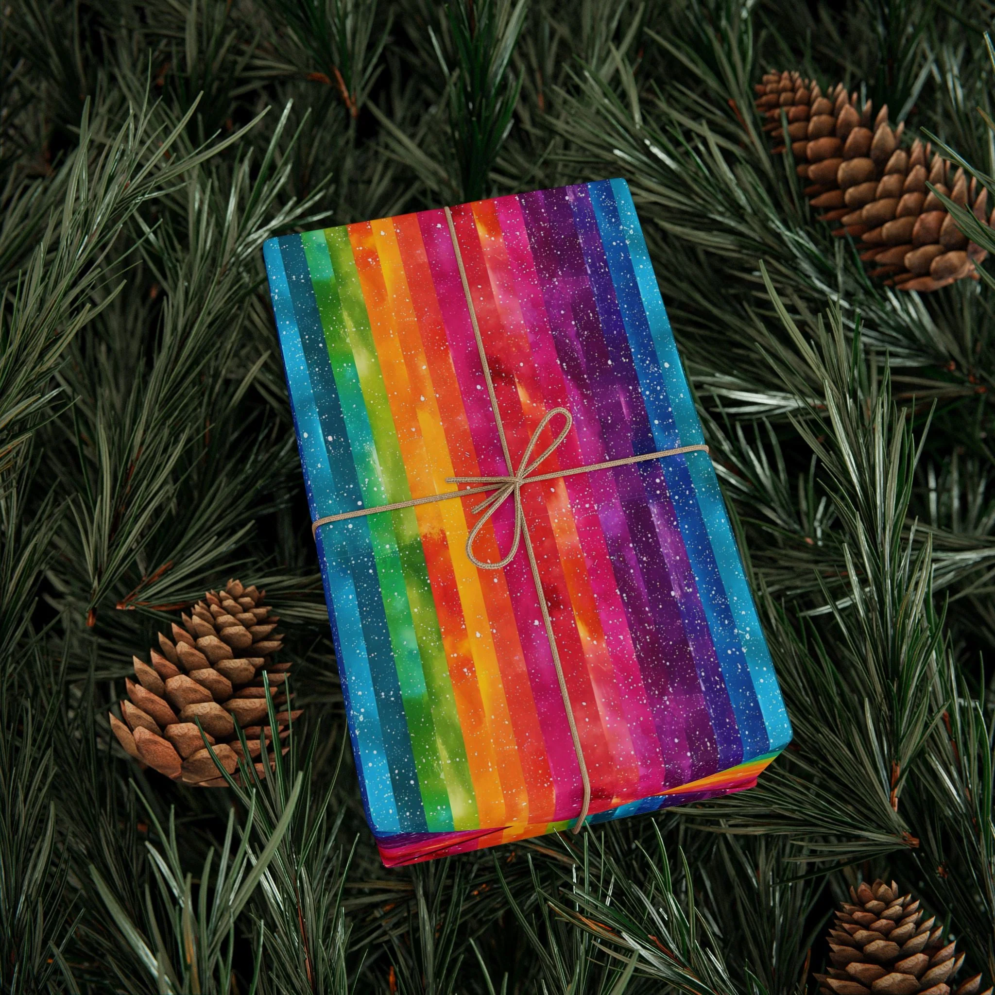 Bespattered Facade Rainbow Stripes Wrapping Paper | Three Sizes | Glossy or Matte - Image 5