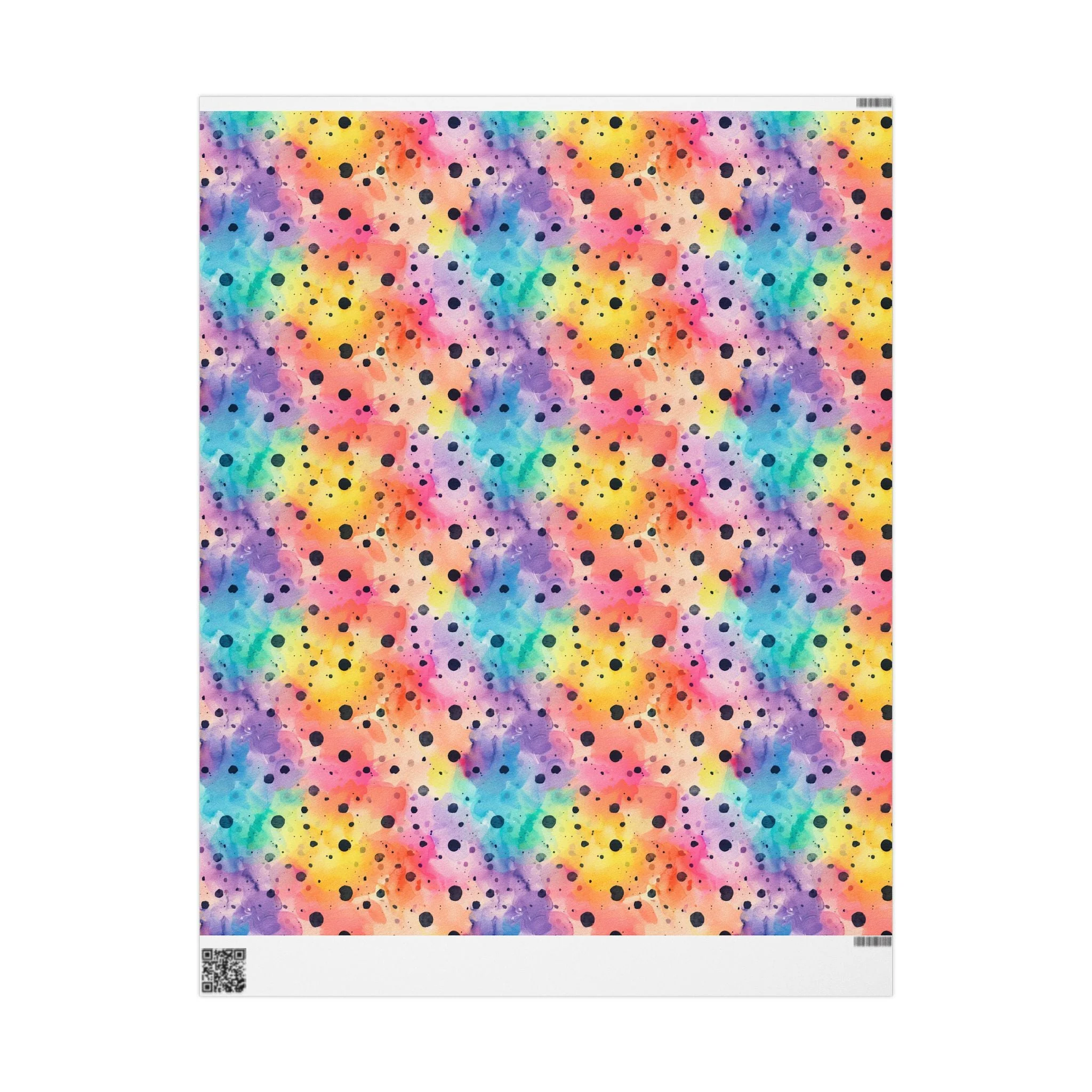 Bespattered Facade Rainbow Watercolor Dots Wrapping Paper | Three Sizes | Glossy or Matte - Image 6