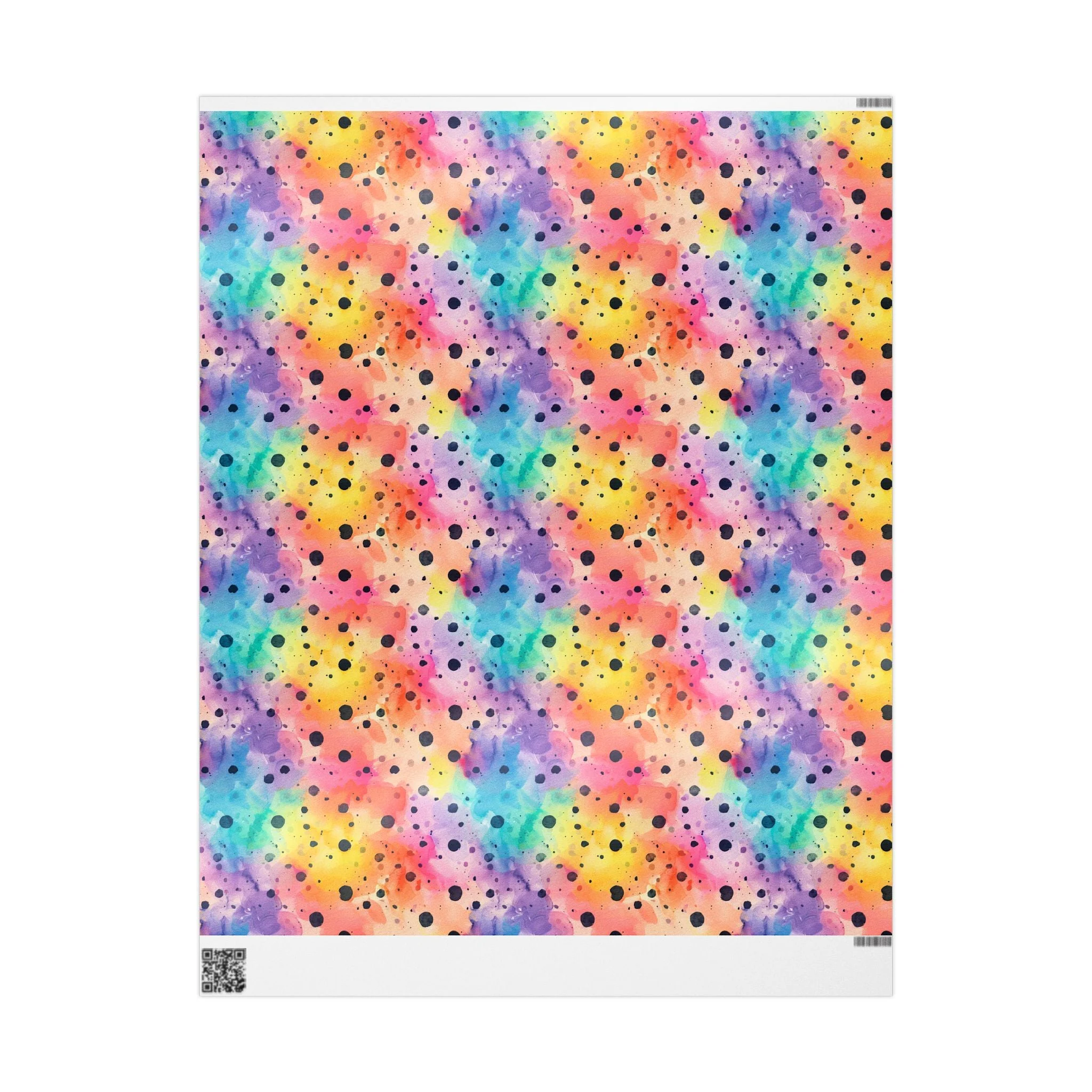 Bespattered Facade Rainbow Watercolor Dots Wrapping Paper | Three Sizes | Glossy or Matte - Image 7