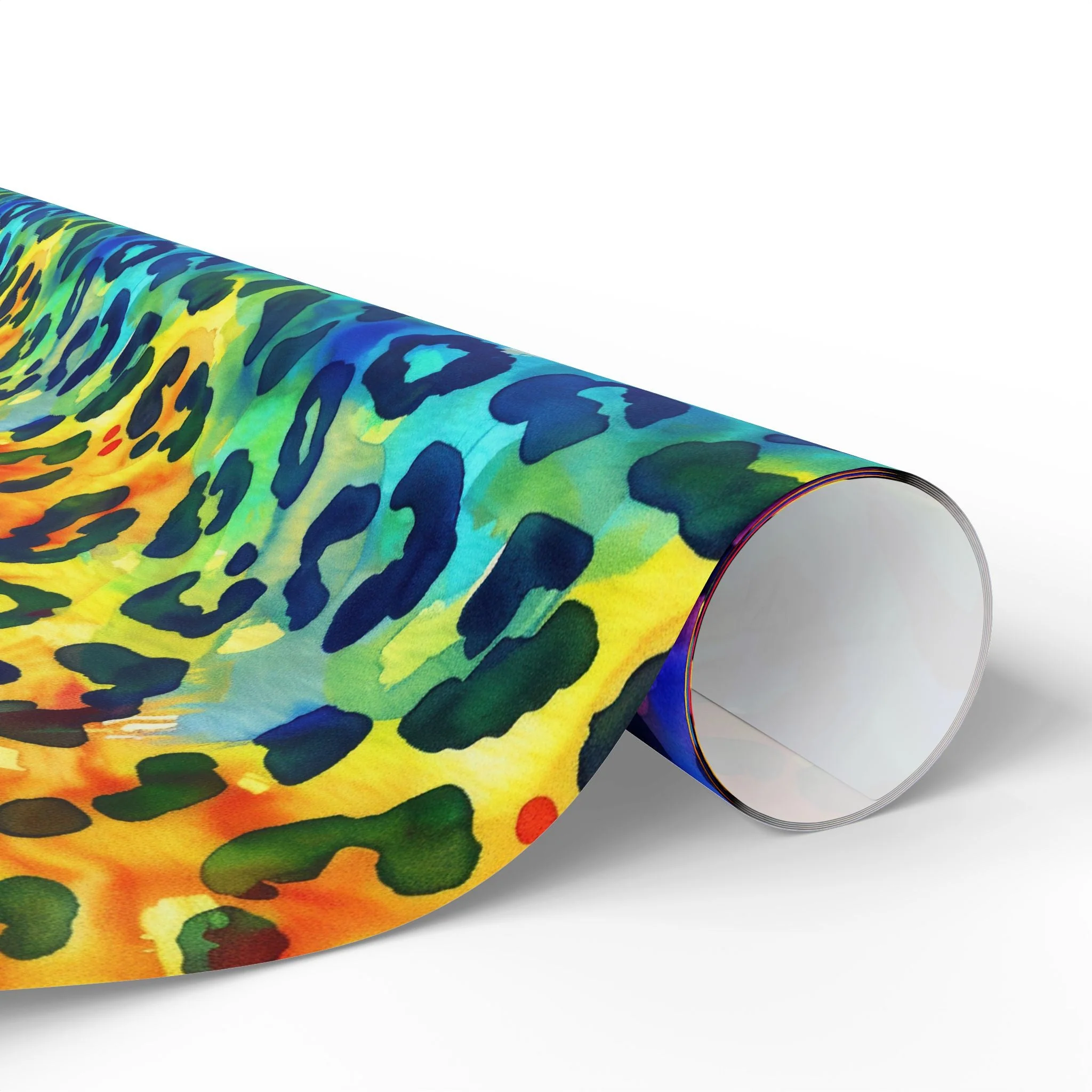 Bespattered Facade Rainbow Watercolor Leopard Wrapping Paper | Three Sizes | Glossy or Matte - Image 5