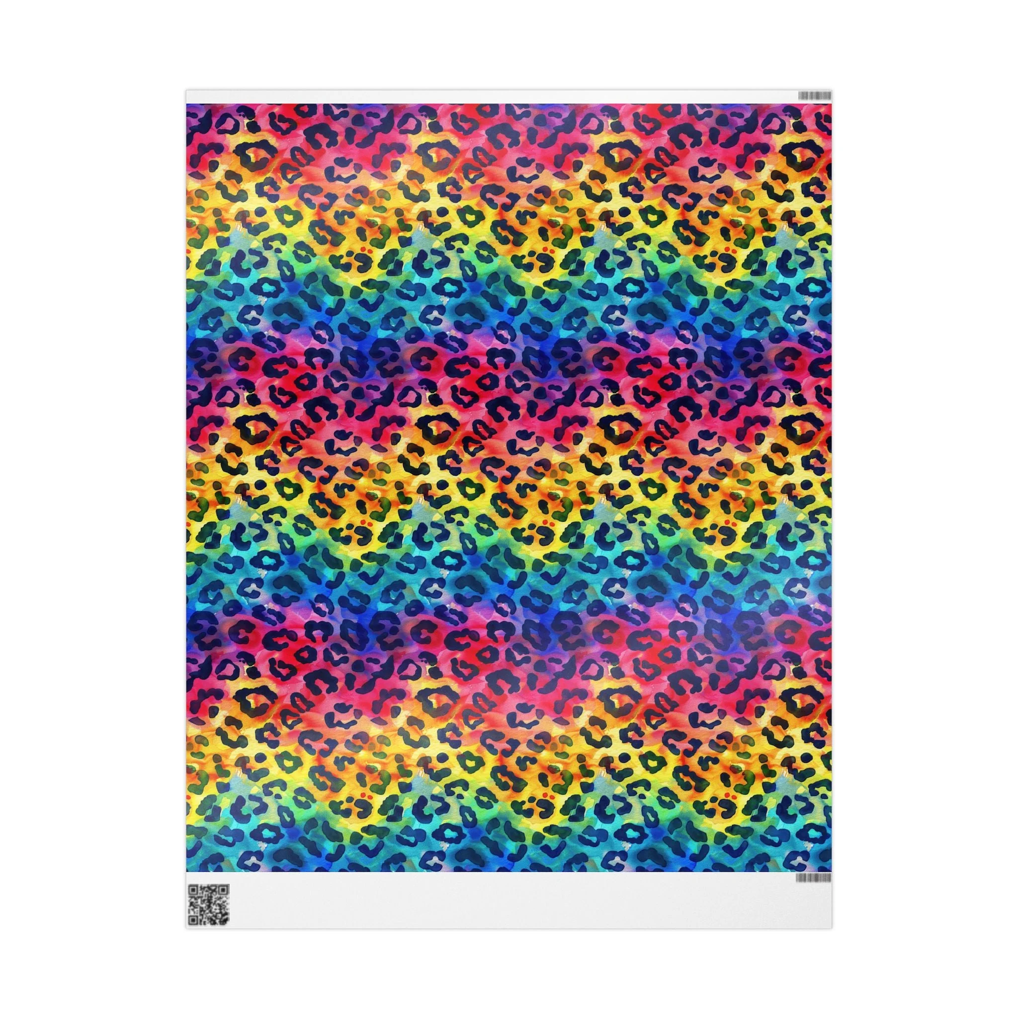 Bespattered Facade Rainbow Watercolor Leopard Wrapping Paper | Three Sizes | Glossy or Matte - Image 6