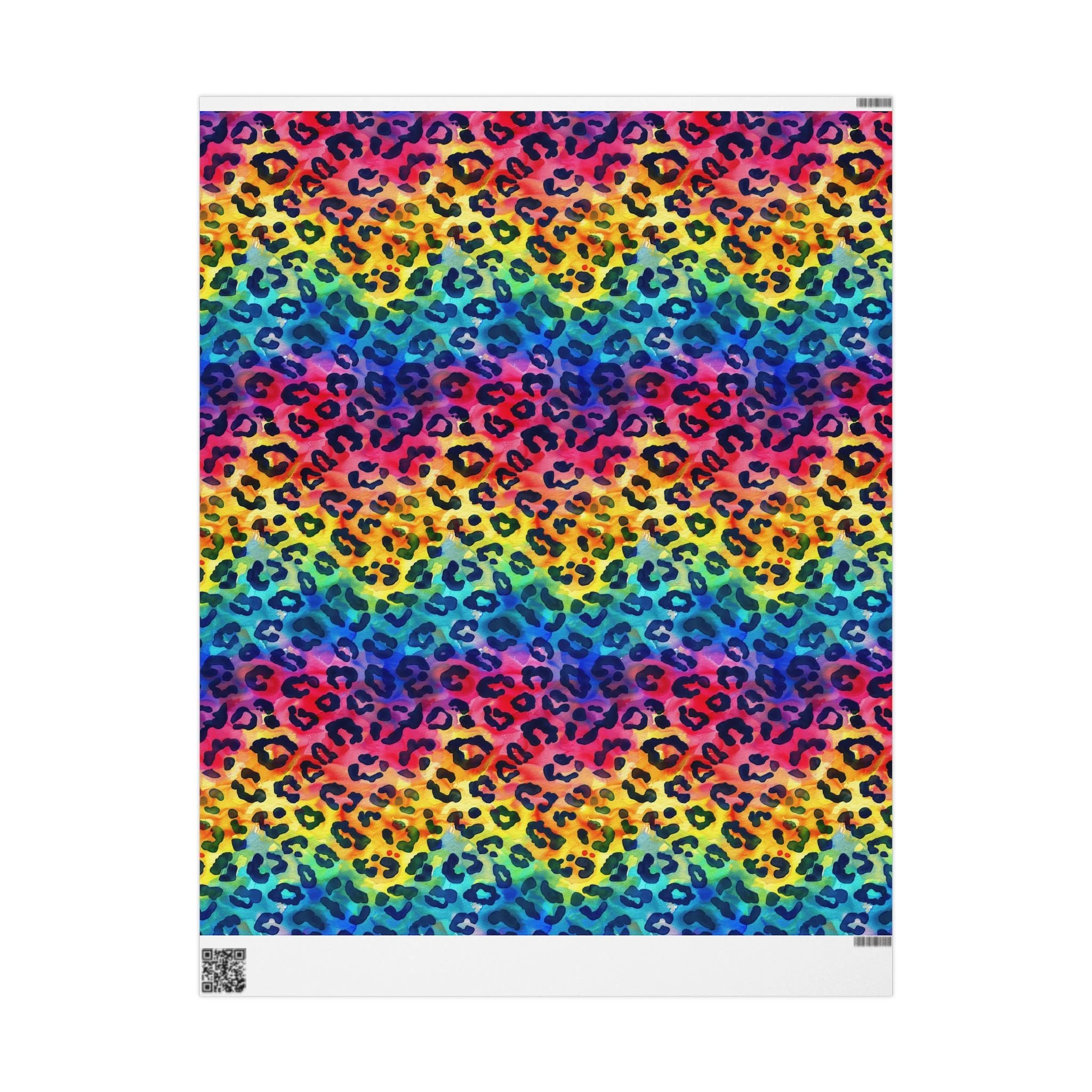 Bespattered Facade Rainbow Watercolor Leopard Wrapping Paper | Three Sizes | Glossy or Matte - Image 7