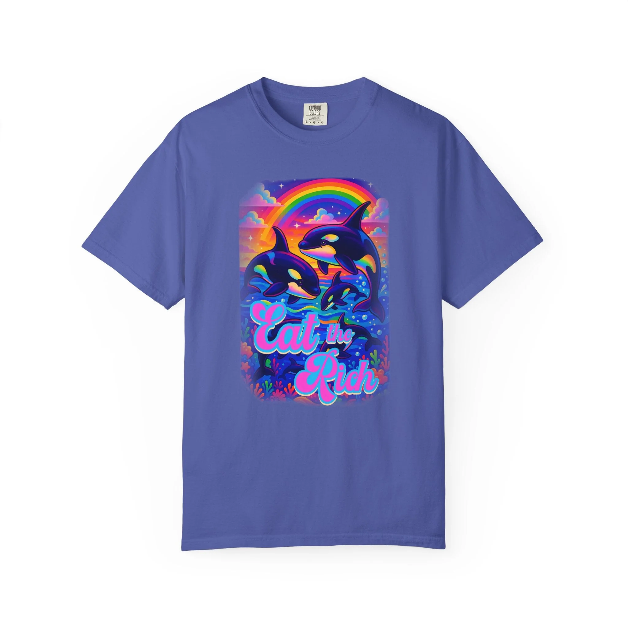 Bespattered Facade Whimsical "Eat the Rich" Orcas Premium Unisex Comfort Colors Garment Dyed 100% Cotton T-Shirt - Image 12