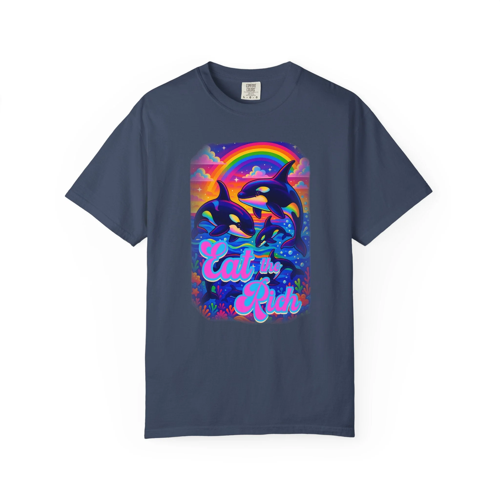 Bespattered Facade Whimsical "Eat the Rich" Orcas Premium Unisex Comfort Colors Garment Dyed 100% Cotton T-Shirt - Image 16