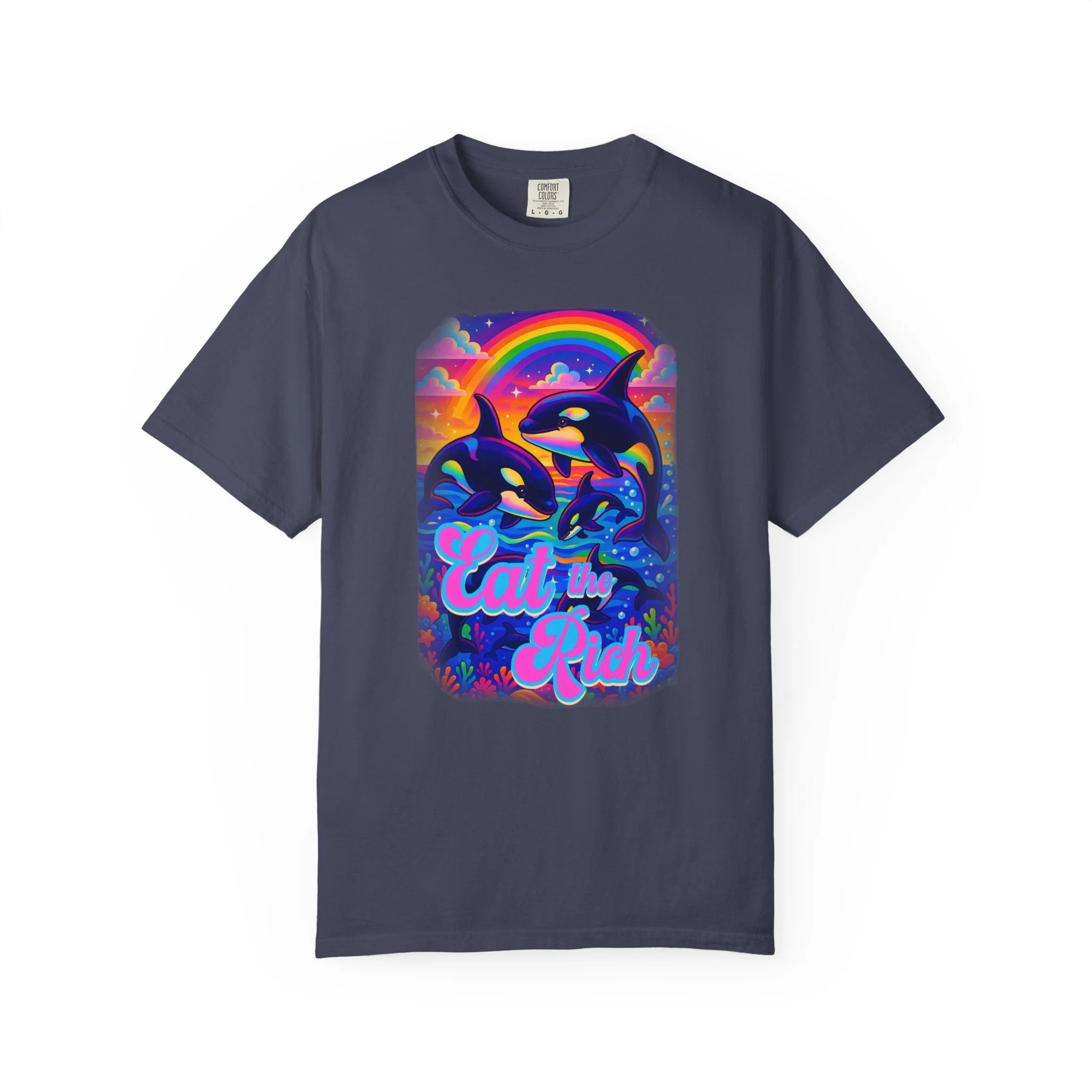 Bespattered Facade Whimsical "Eat the Rich" Orcas Premium Unisex Comfort Colors Garment Dyed 100% Cotton T-Shirt - Image 17