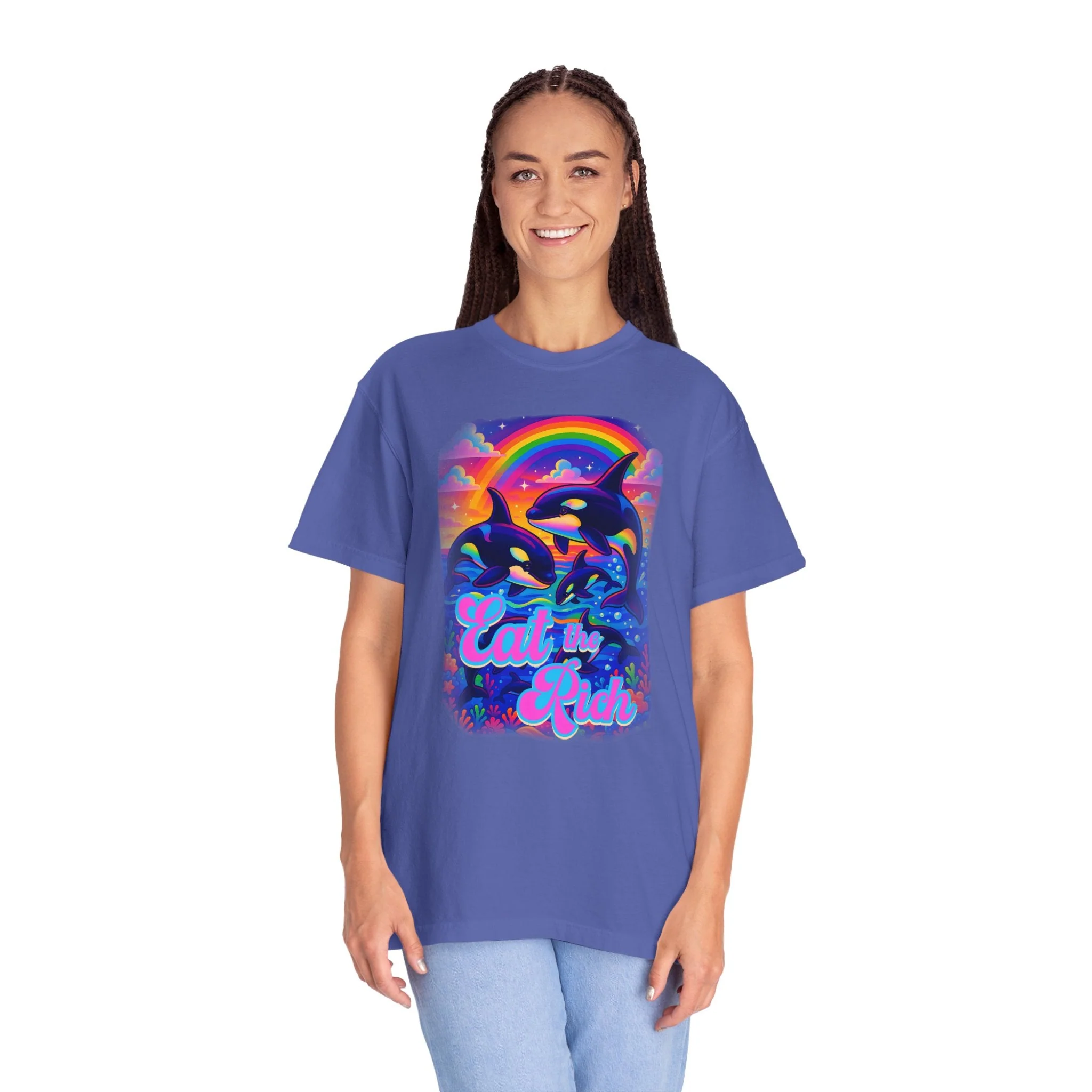 Bespattered Facade Whimsical "Eat the Rich" Orcas Premium Unisex Comfort Colors Garment Dyed 100% Cotton T-Shirt - Image 5