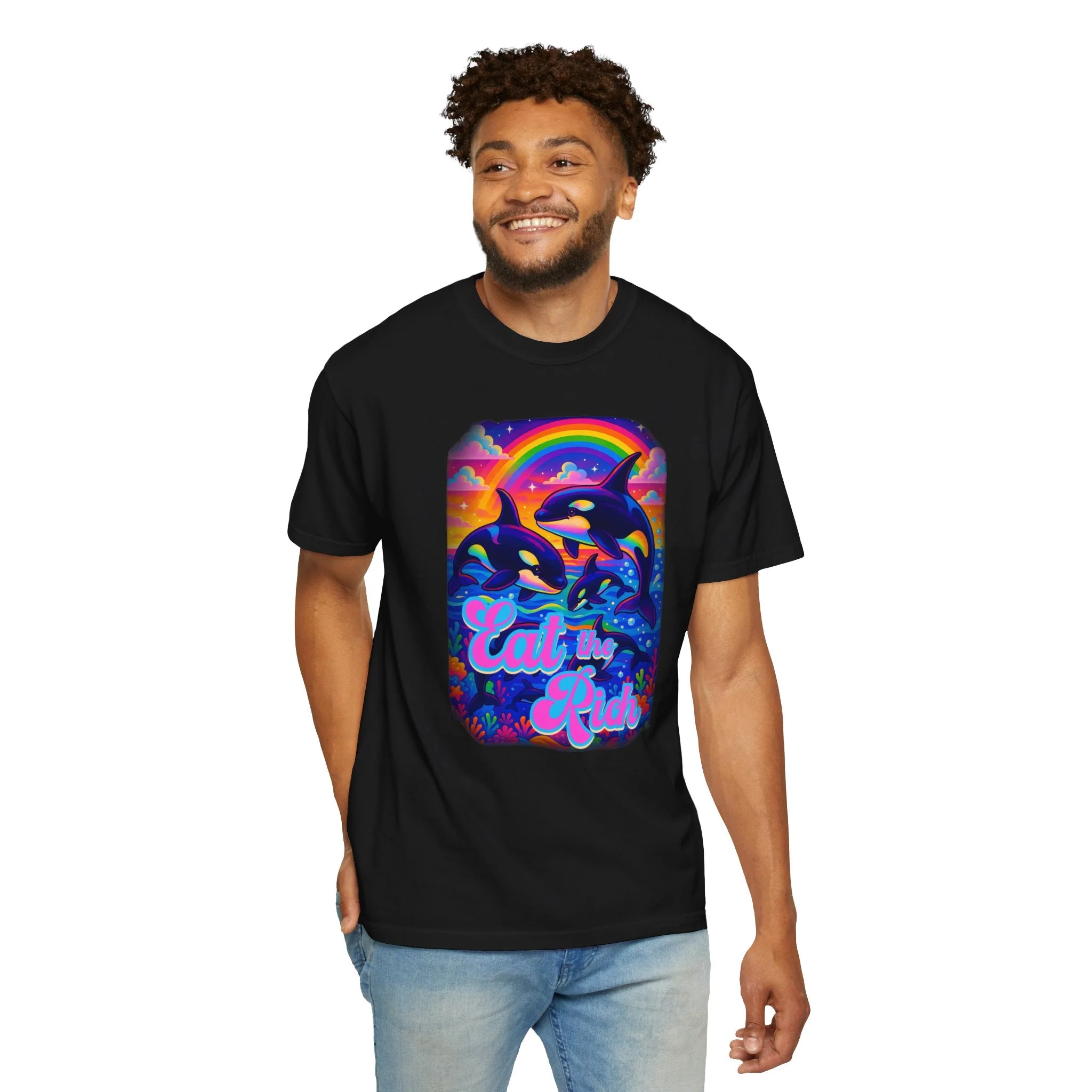 Bespattered Facade Whimsical "Eat the Rich" Orcas Premium Unisex Comfort Colors Garment Dyed 100% Cotton T-Shirt - Image 7