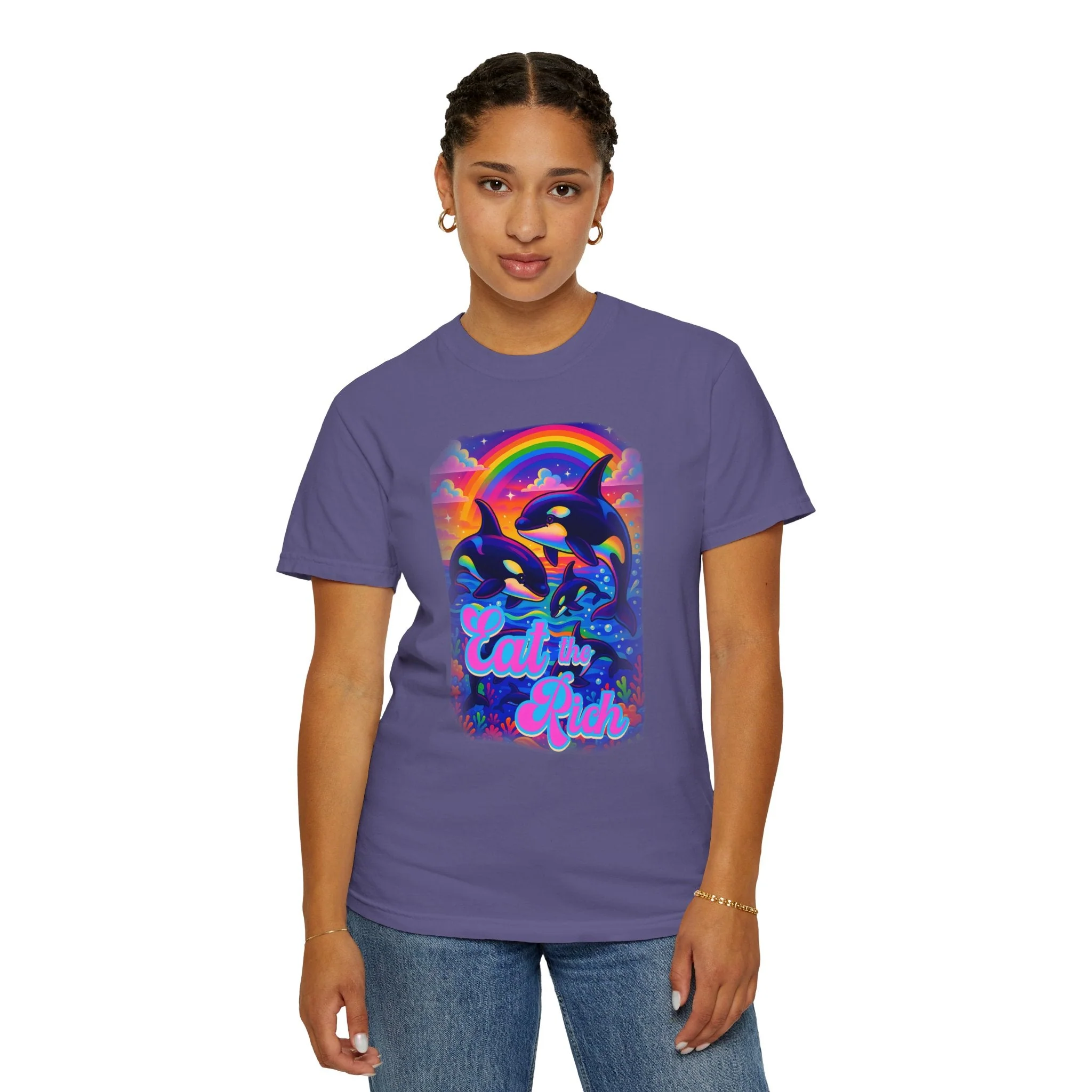 Bespattered Facade Whimsical "Eat the Rich" Orcas Premium Unisex Comfort Colors Garment Dyed 100% Cotton T-Shirt - Image 8
