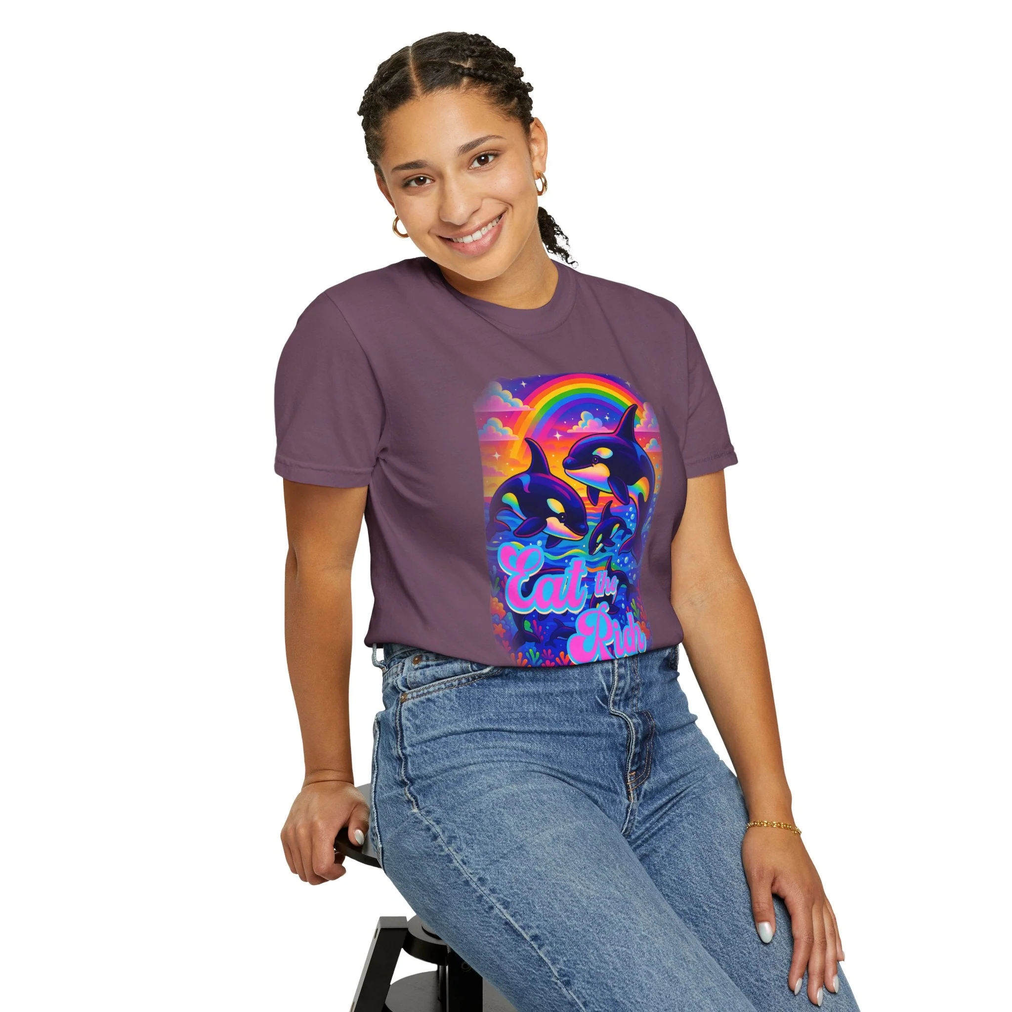 Bespattered Facade Whimsical "Eat the Rich" Orcas Premium Unisex Comfort Colors Garment Dyed 100% Cotton T-Shirt - Image 9