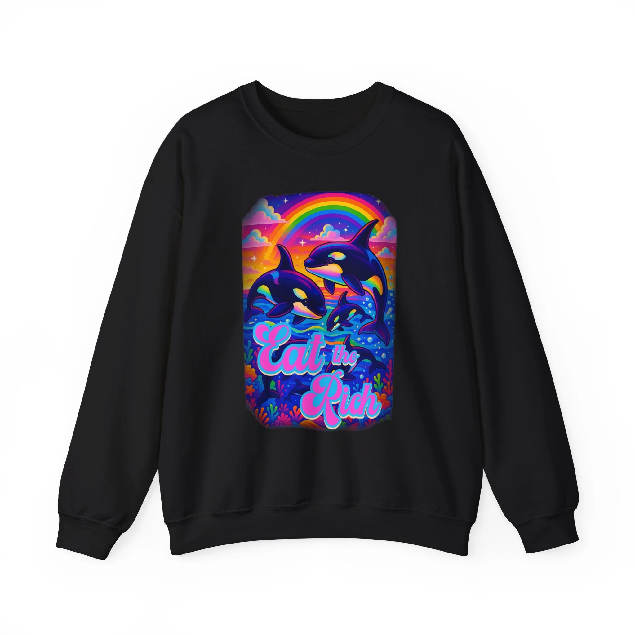Bespattered Facade Whimsical "Eat the Rich" Orcas Unisex Heavy Blend™ Crewneck Sweatshirt - Image 11