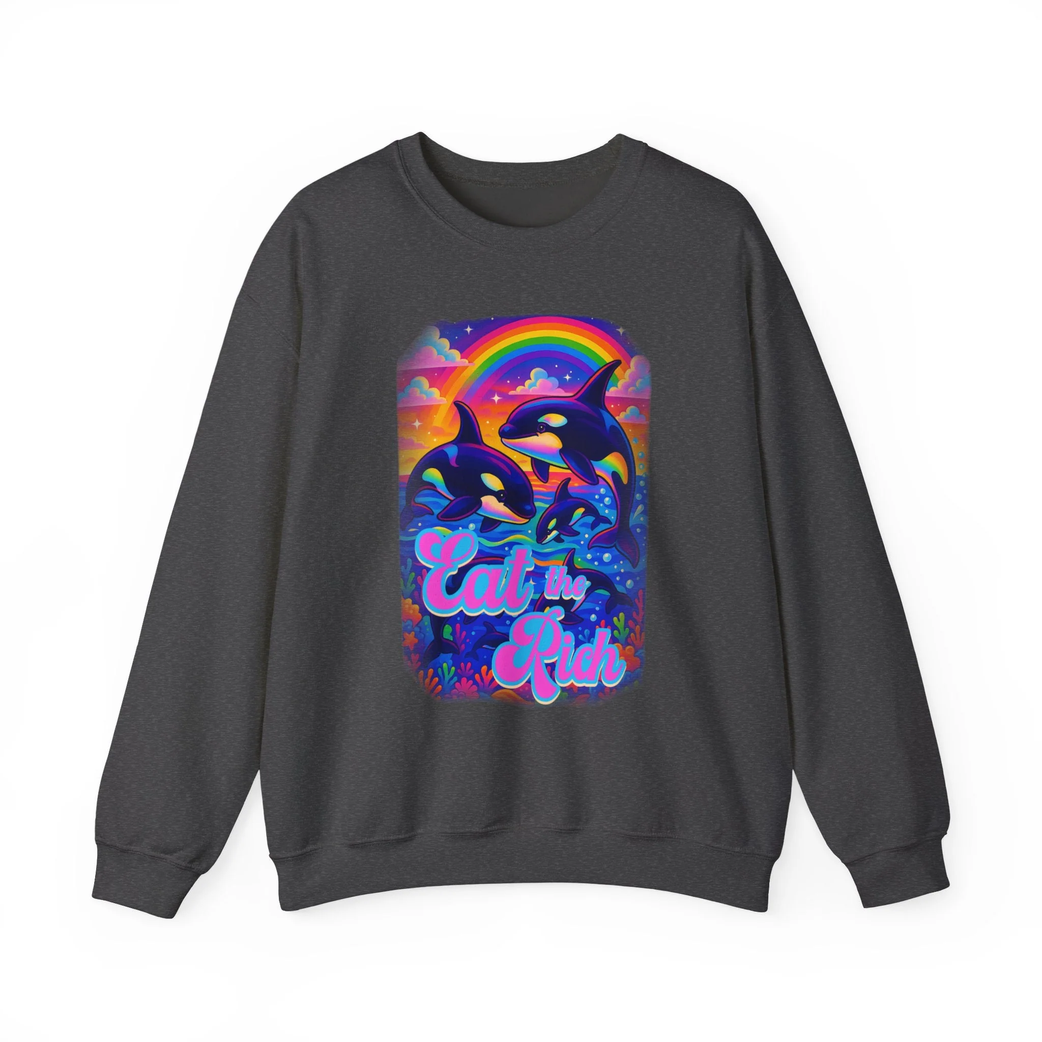 Bespattered Facade Whimsical "Eat the Rich" Orcas Unisex Heavy Blend™ Crewneck Sweatshirt - Image 12
