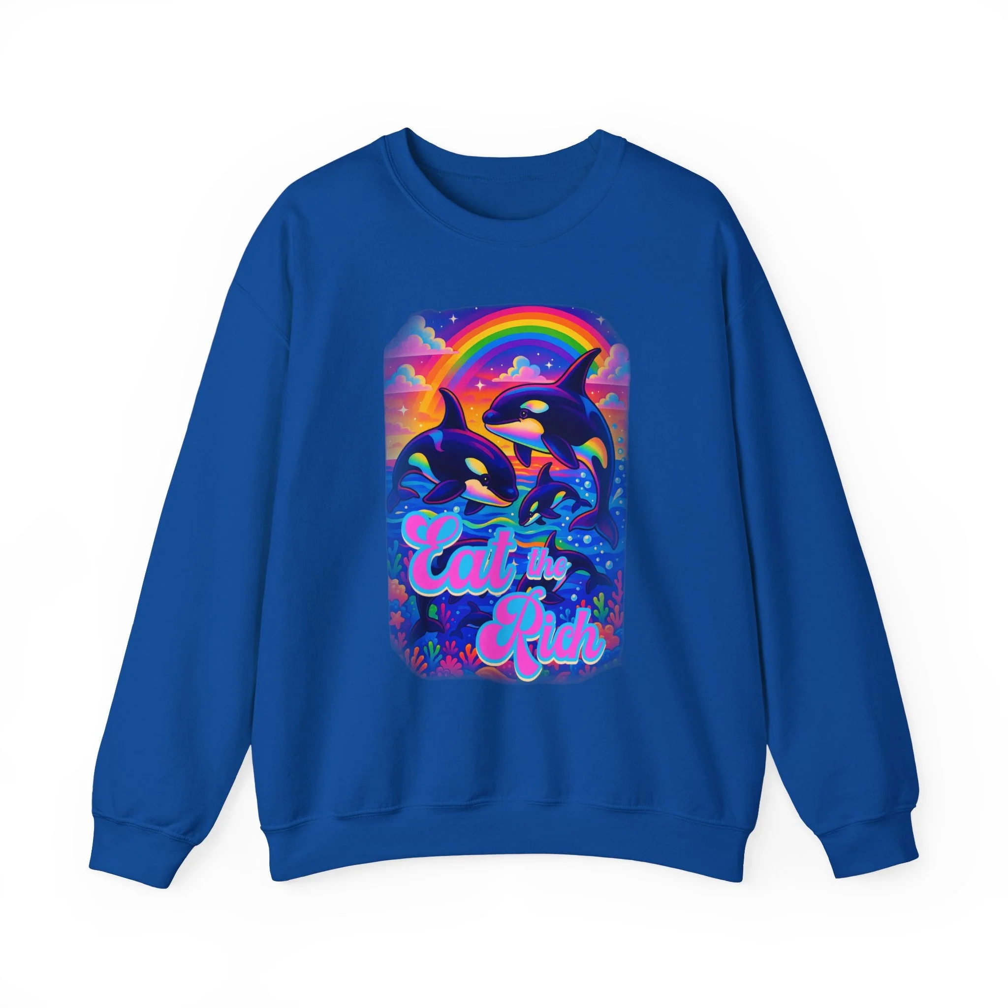 Bespattered Facade Whimsical "Eat the Rich" Orcas Unisex Heavy Blend™ Crewneck Sweatshirt - Image 13