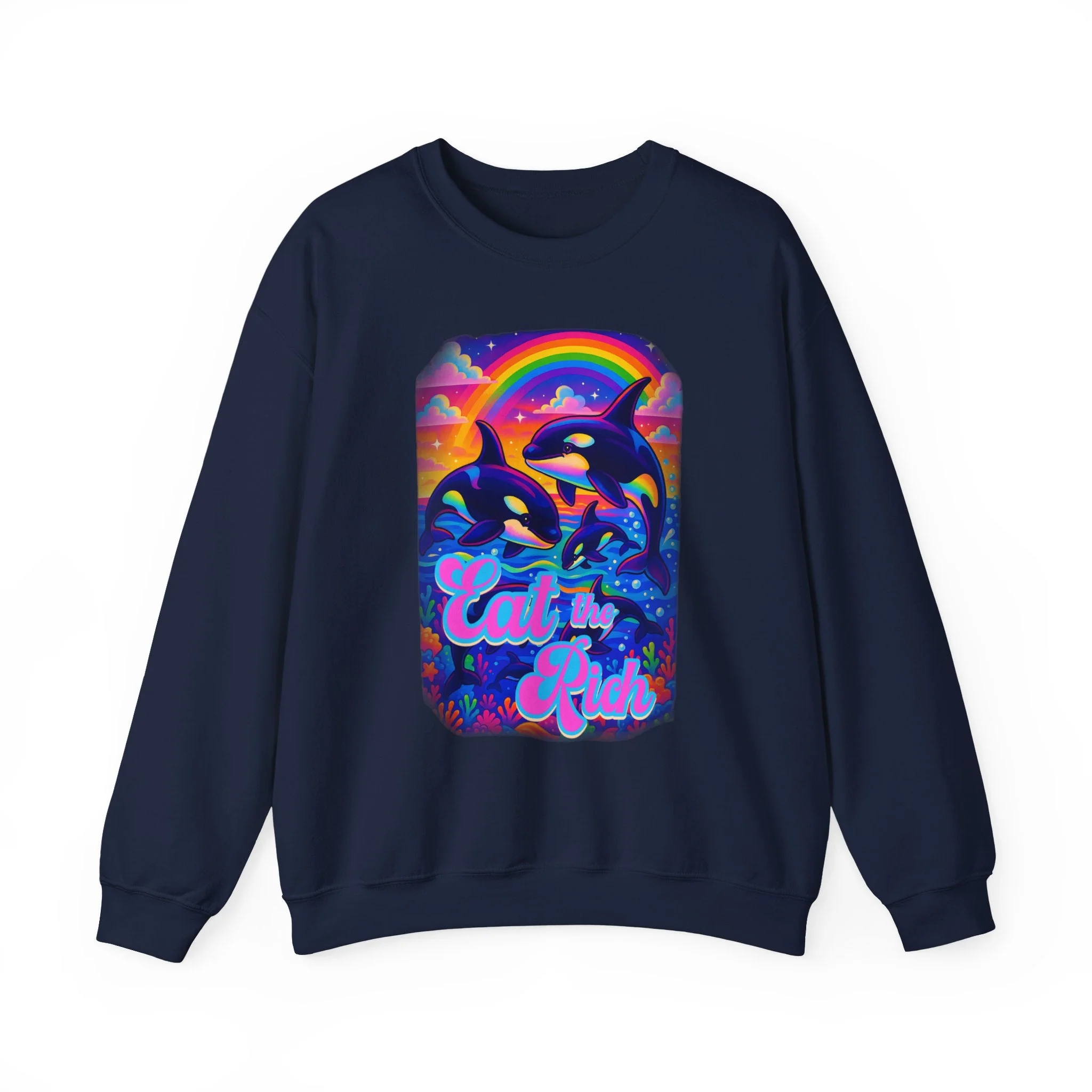 Bespattered Facade Whimsical "Eat the Rich" Orcas Unisex Heavy Blend™ Crewneck Sweatshirt - Image 14