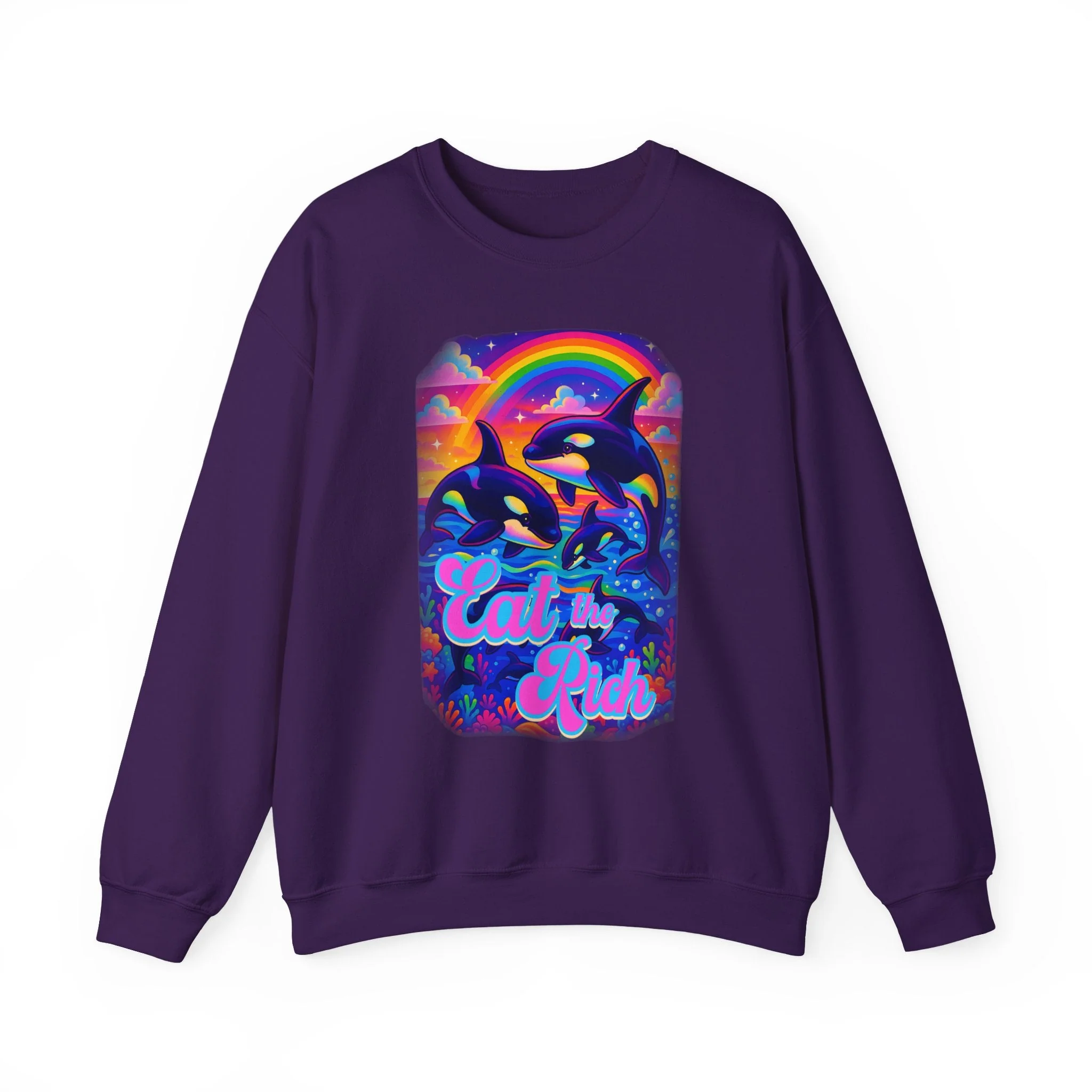 Bespattered Facade Whimsical "Eat the Rich" Orcas Unisex Heavy Blend™ Crewneck Sweatshirt - Image 15