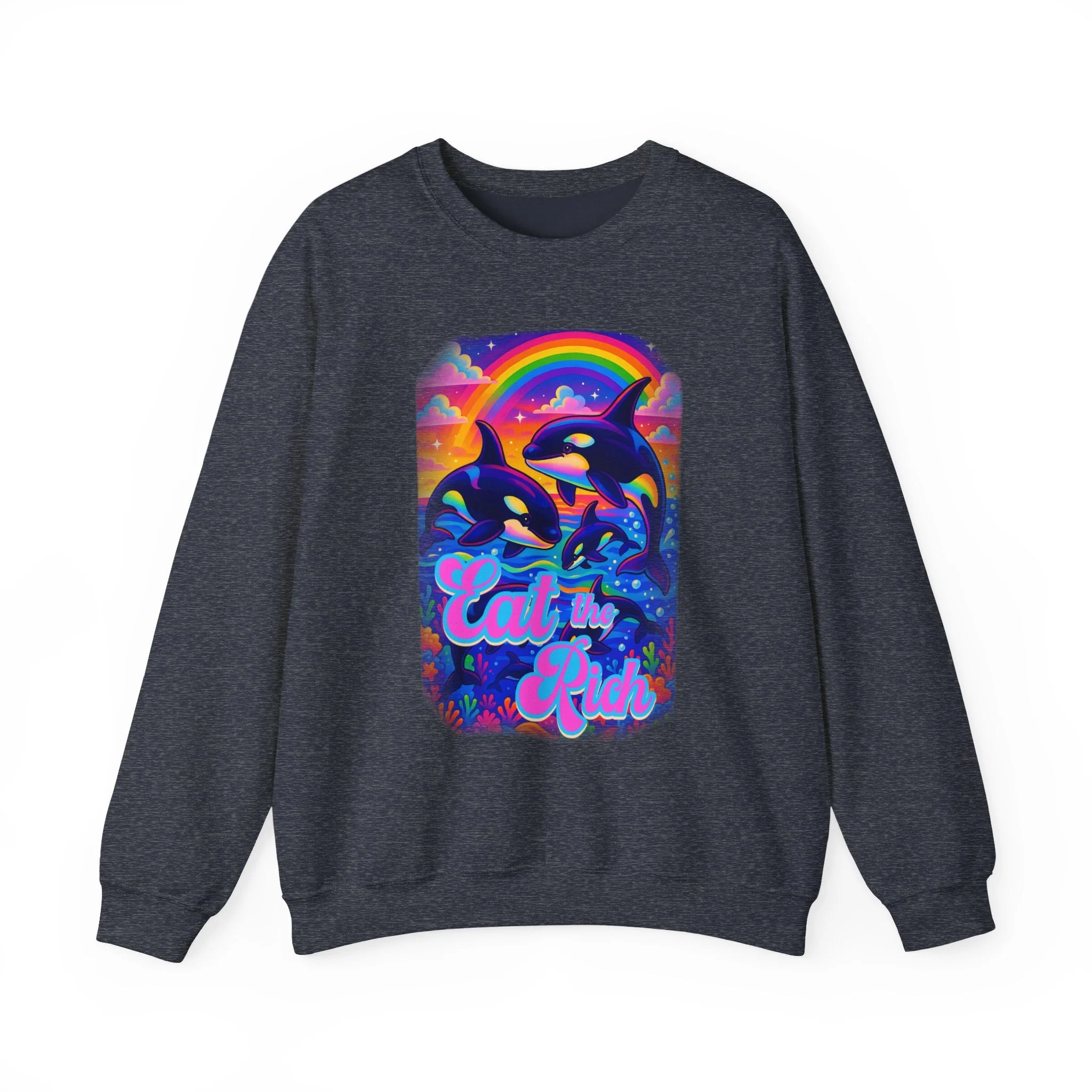 Bespattered Facade Whimsical "Eat the Rich" Orcas Unisex Heavy Blend™ Crewneck Sweatshirt - Image 16