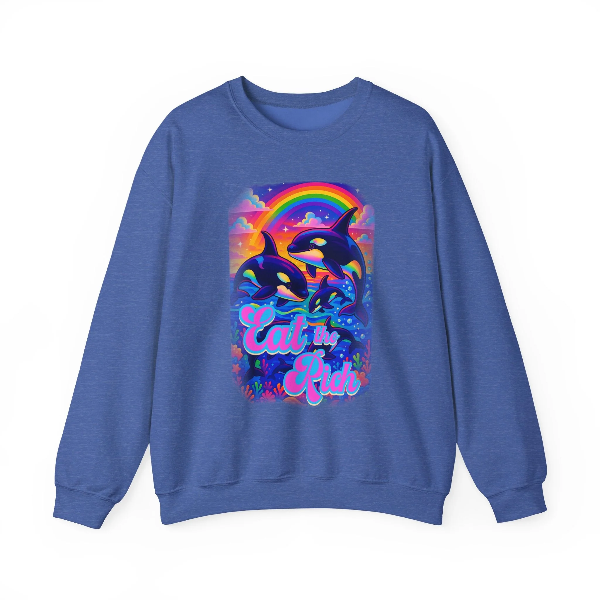 Bespattered Facade Whimsical "Eat the Rich" Orcas Unisex Heavy Blend™ Crewneck Sweatshirt - Image 17