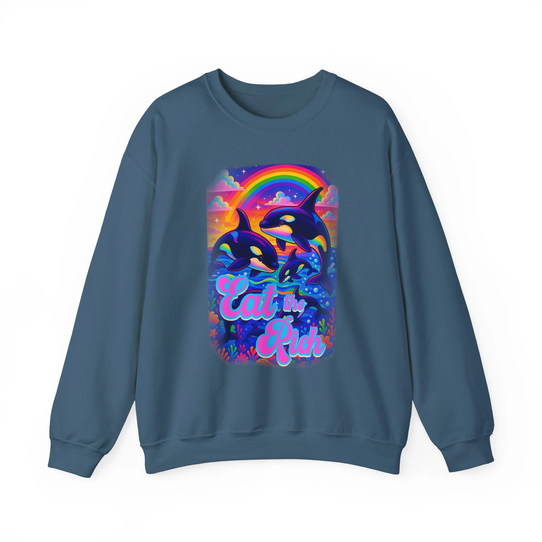 Bespattered Facade Whimsical "Eat the Rich" Orcas Unisex Heavy Blend™ Crewneck Sweatshirt - Image 18