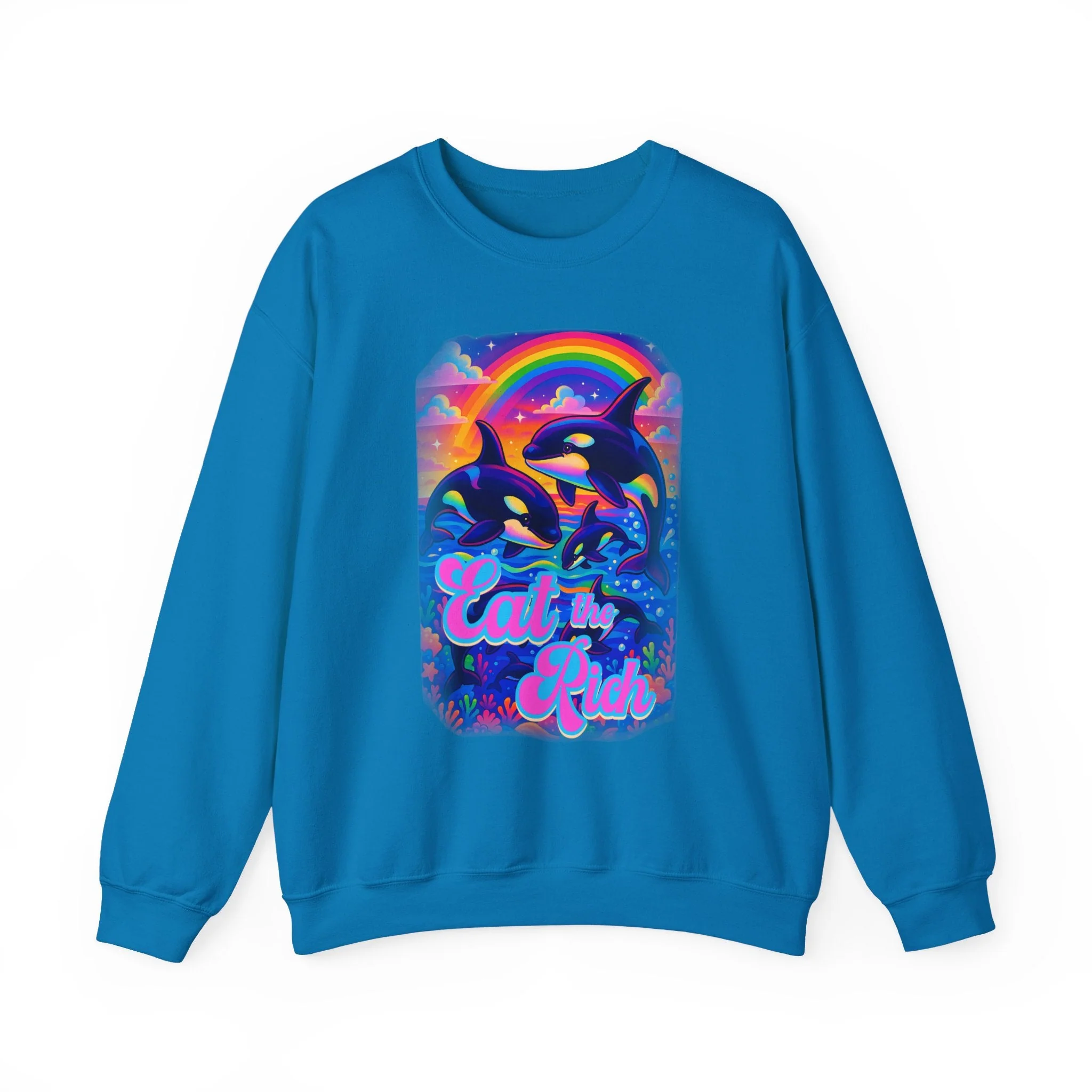 Bespattered Facade Whimsical "Eat the Rich" Orcas Unisex Heavy Blend™ Crewneck Sweatshirt - Image 19