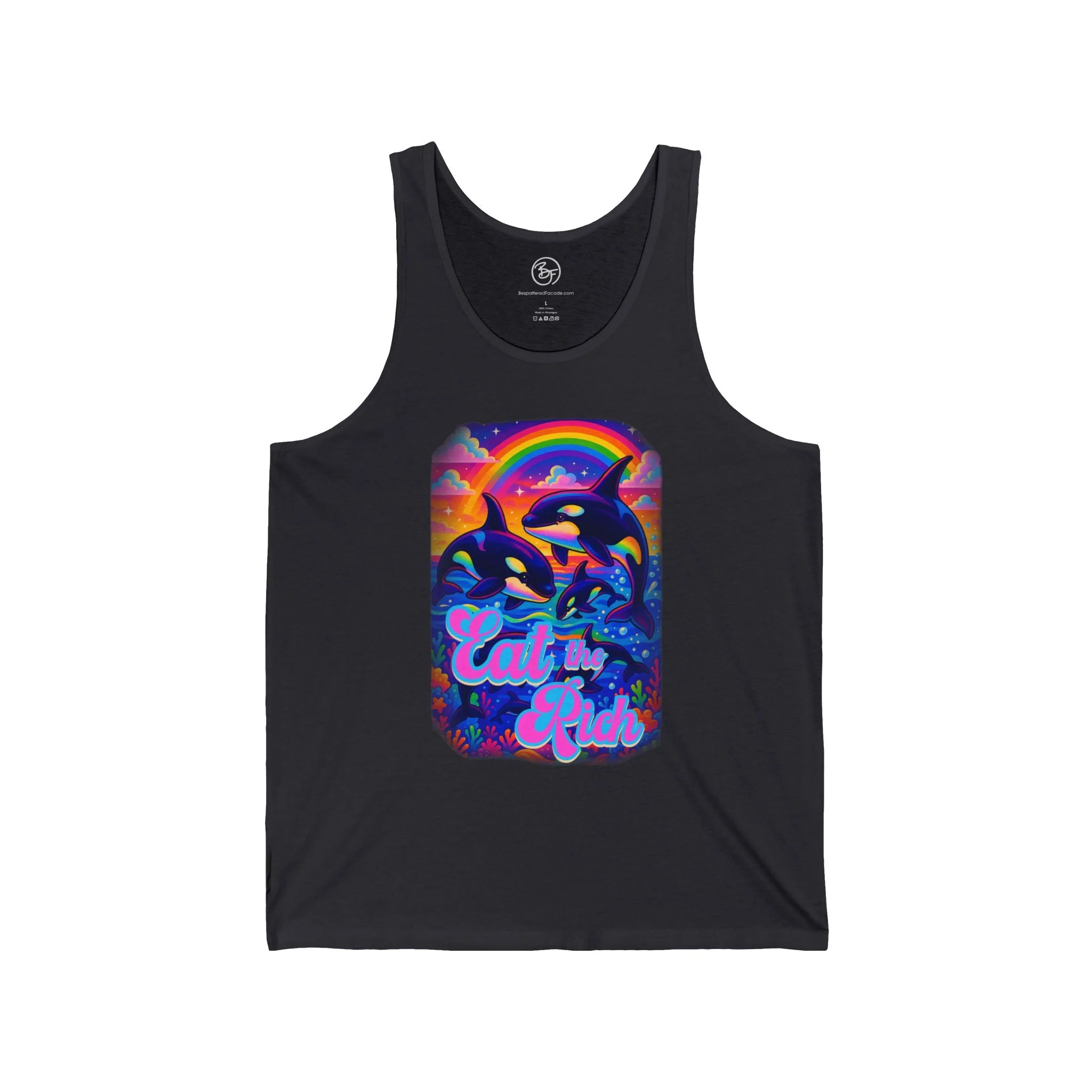 Bespattered Facade Whimsical "Eat the Rich" Orcas Unisex Jersey Tank - Image 4