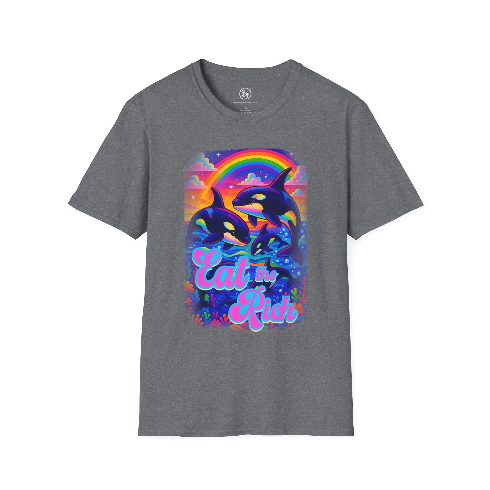 Bespattered Facade Whimsical "Eat the Rich" Orcas Unisex Softstyle T-Shirt - Image 11