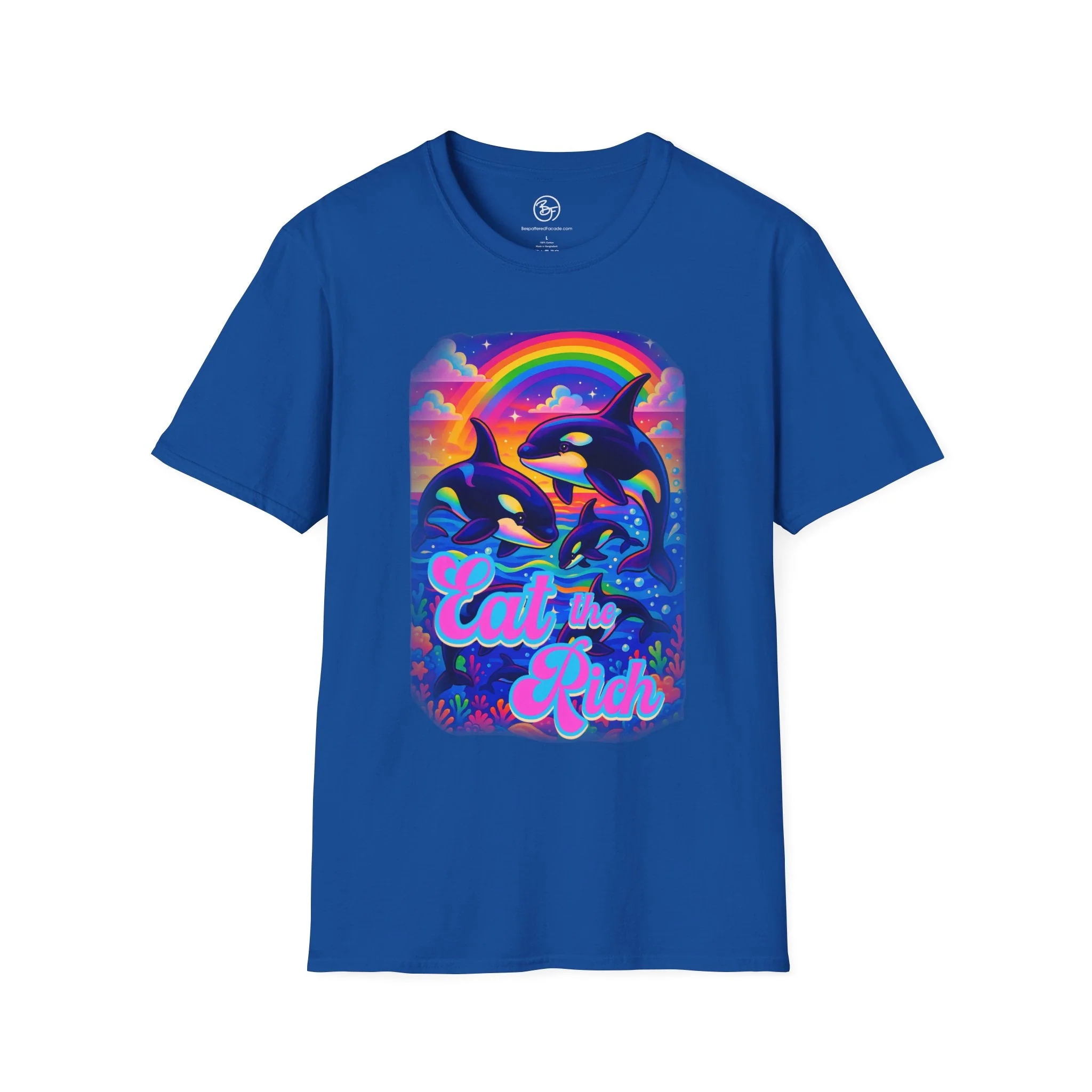 Bespattered Facade Whimsical "Eat the Rich" Orcas Unisex Softstyle T-Shirt - Image 13