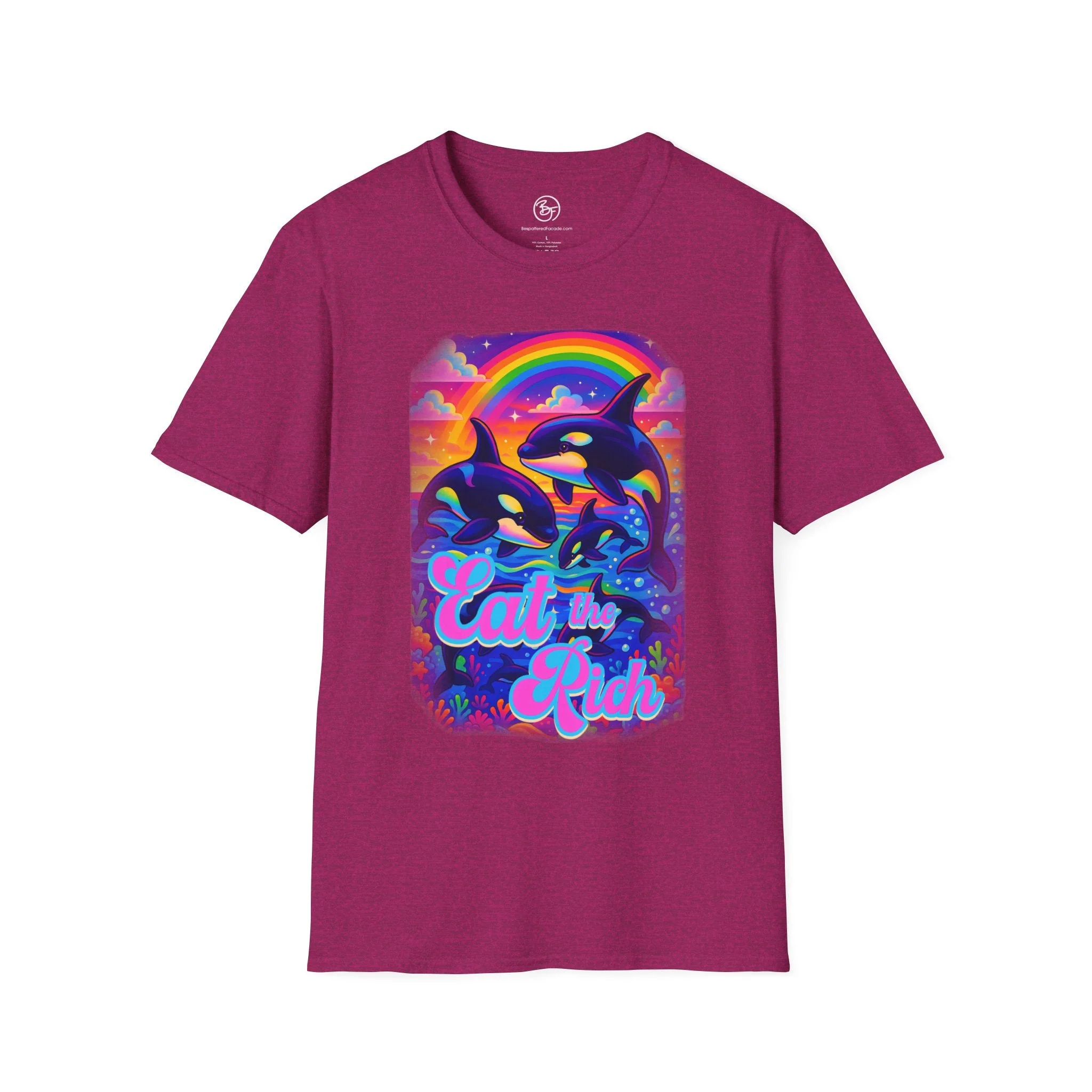 Bespattered Facade Whimsical "Eat the Rich" Orcas Unisex Softstyle T-Shirt - Image 15