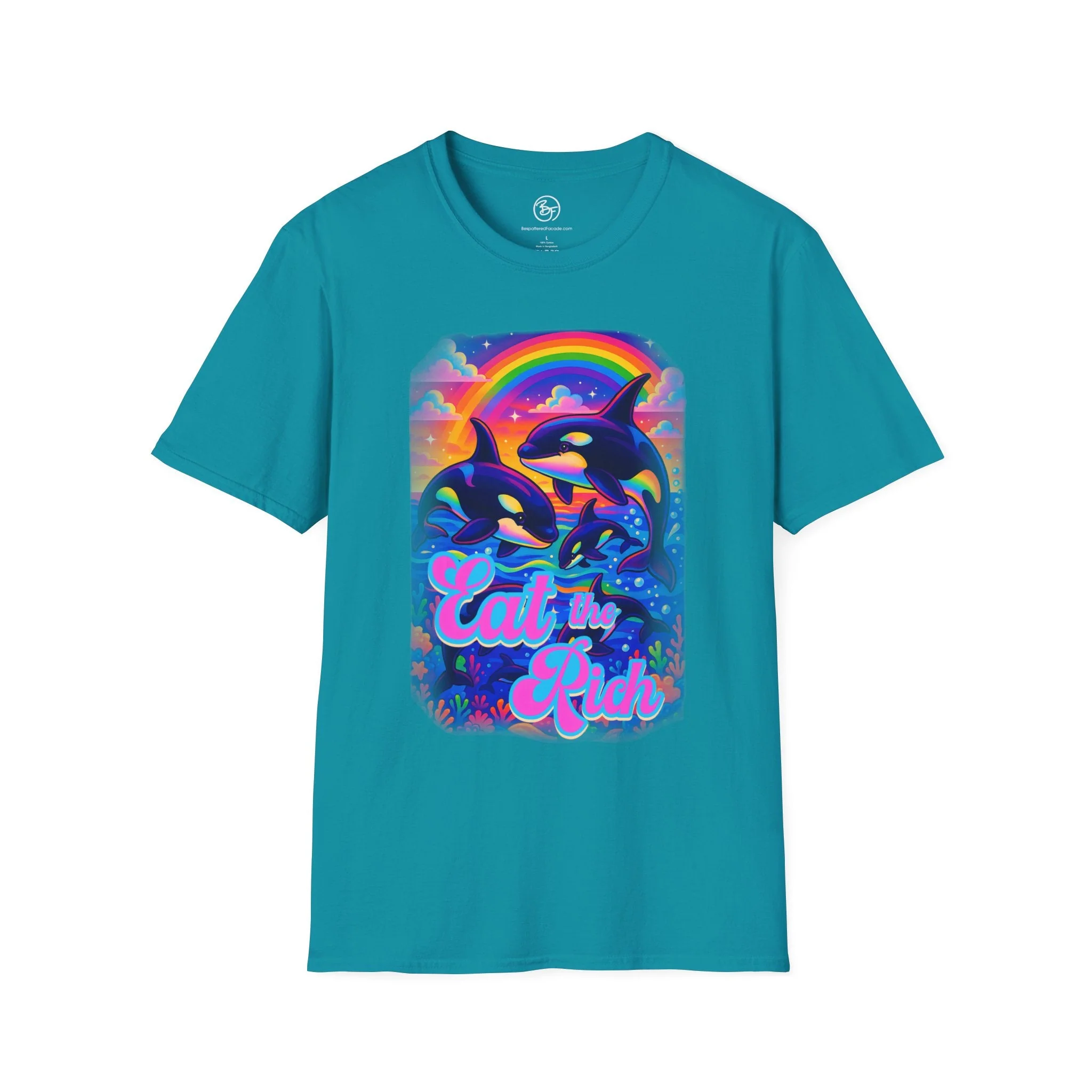 Bespattered Facade Whimsical "Eat the Rich" Orcas Unisex Softstyle T-Shirt - Image 16