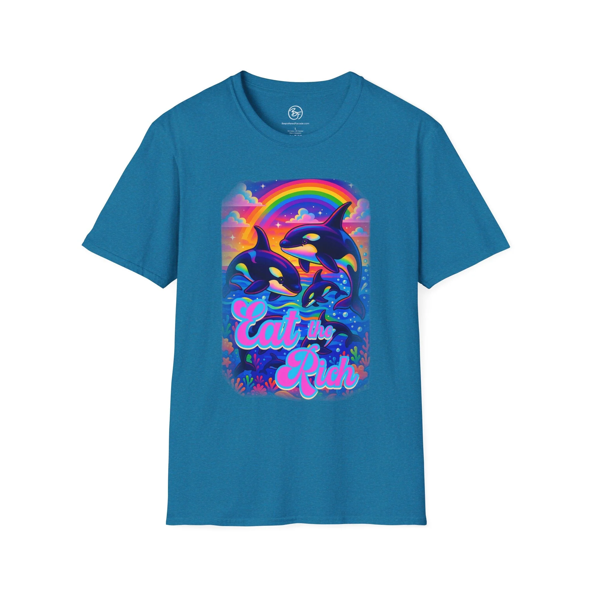 Bespattered Facade Whimsical "Eat the Rich" Orcas Unisex Softstyle T-Shirt - Image 17
