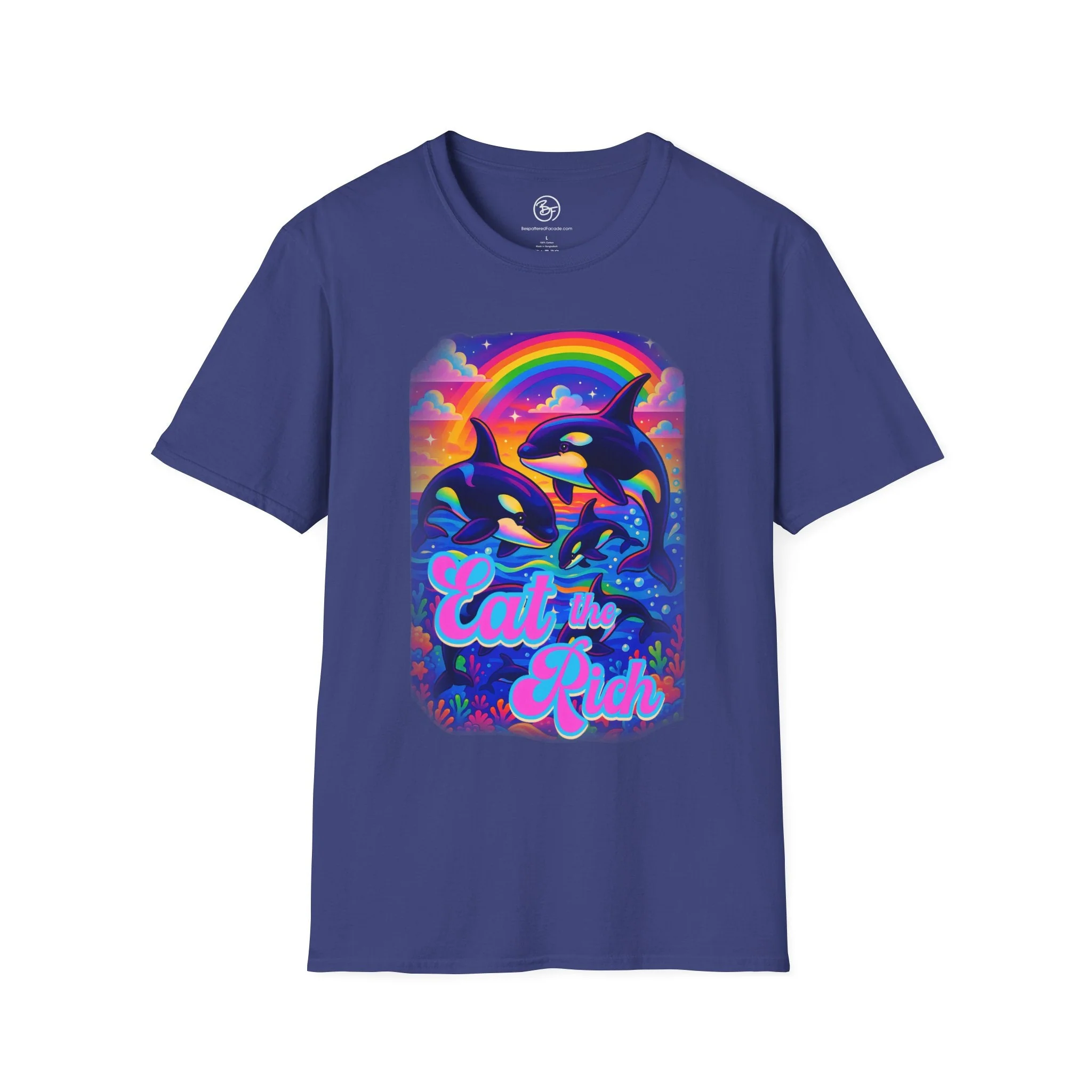 Bespattered Facade Whimsical "Eat the Rich" Orcas Unisex Softstyle T-Shirt - Image 18