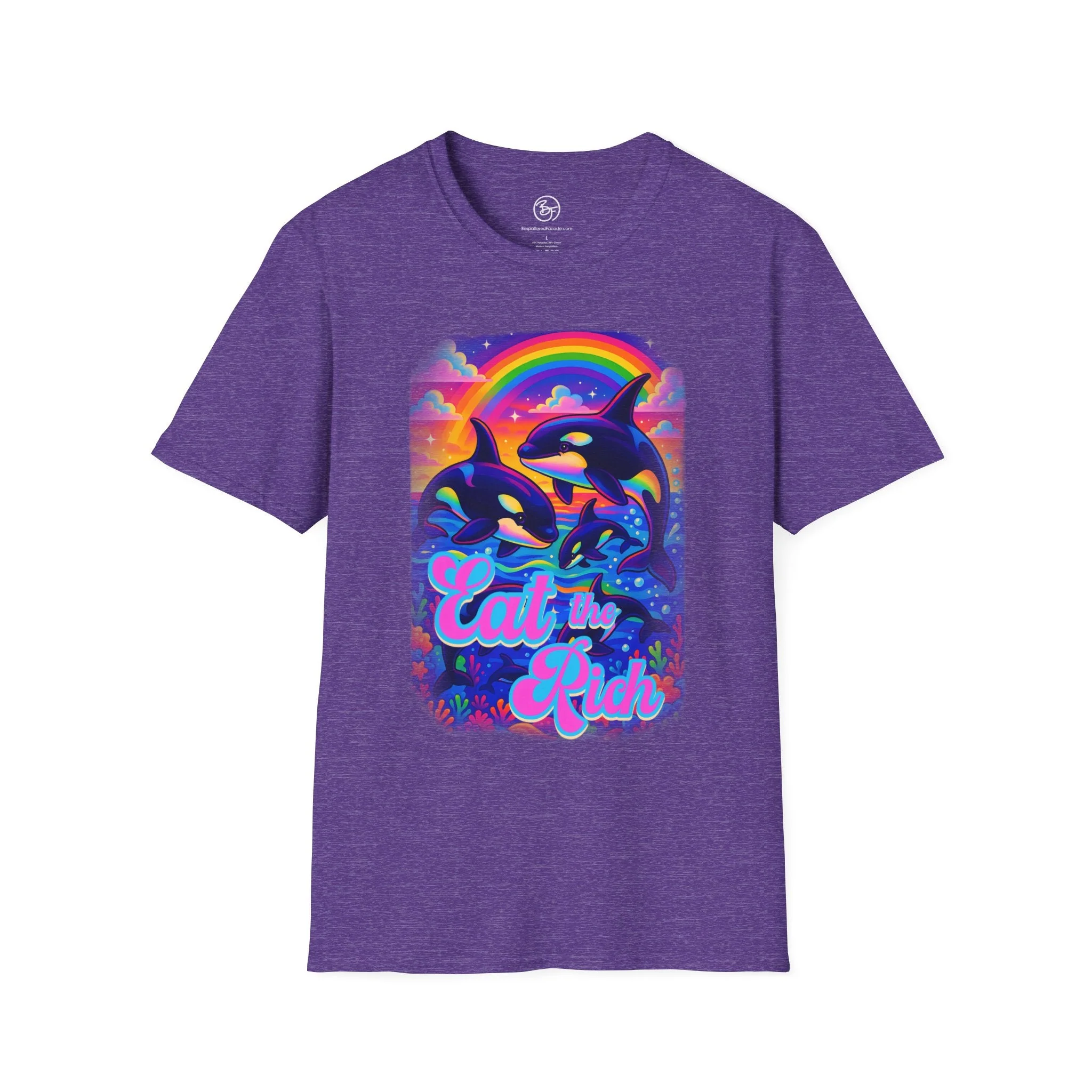Bespattered Facade Whimsical "Eat the Rich" Orcas Unisex Softstyle T-Shirt - Image 21