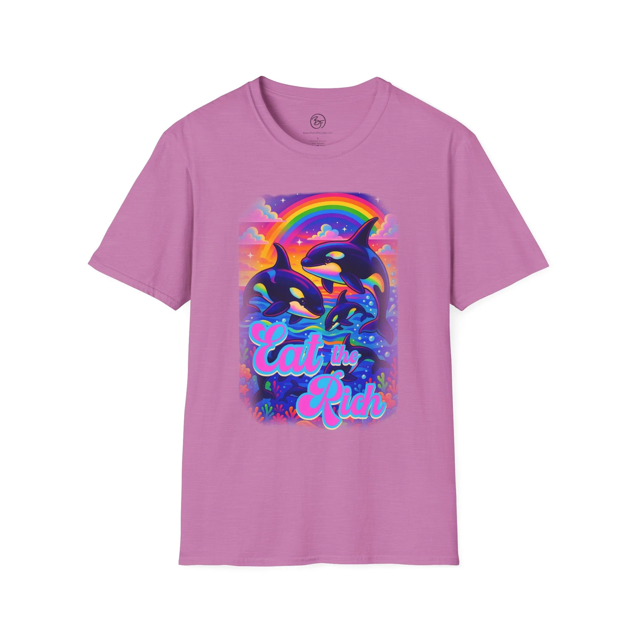 Bespattered Facade Whimsical "Eat the Rich" Orcas Unisex Softstyle T-Shirt - Image 22