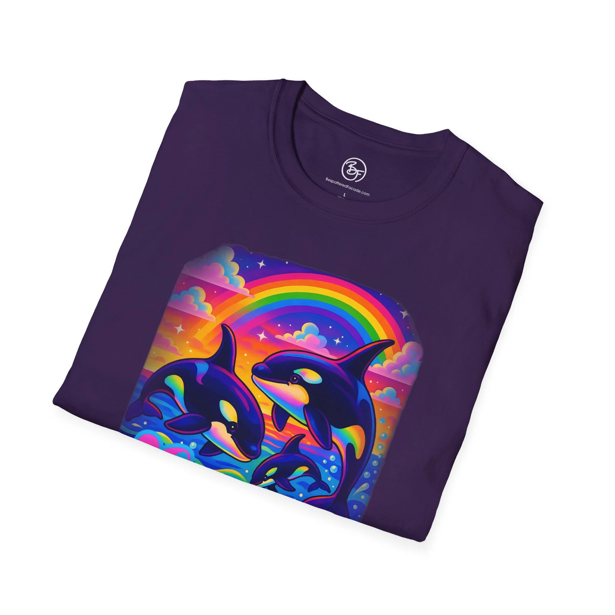 Bespattered Facade Whimsical "Eat the Rich" Orcas Unisex Softstyle T-Shirt - Image 9