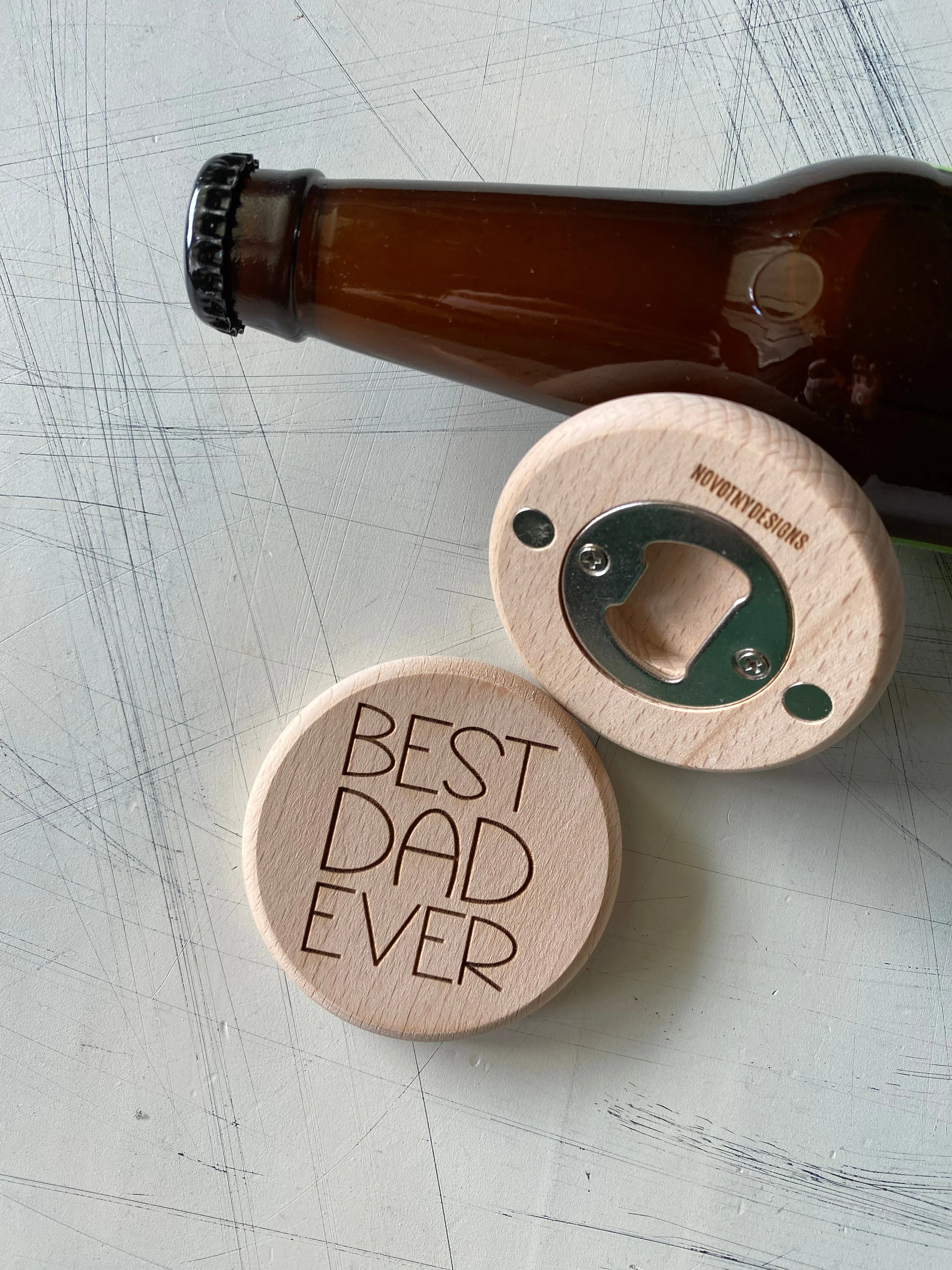 Best Dad Ever - magnetic wood bottle opener - Image 3