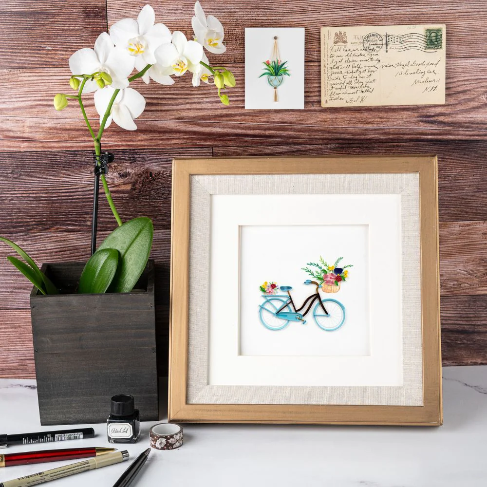 Bicycle & Flower Basket Quilled Greeting Card - Image 2