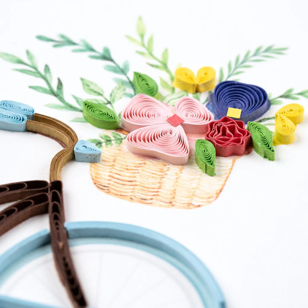 Bicycle & Flower Basket Quilled Greeting Card - Image 3