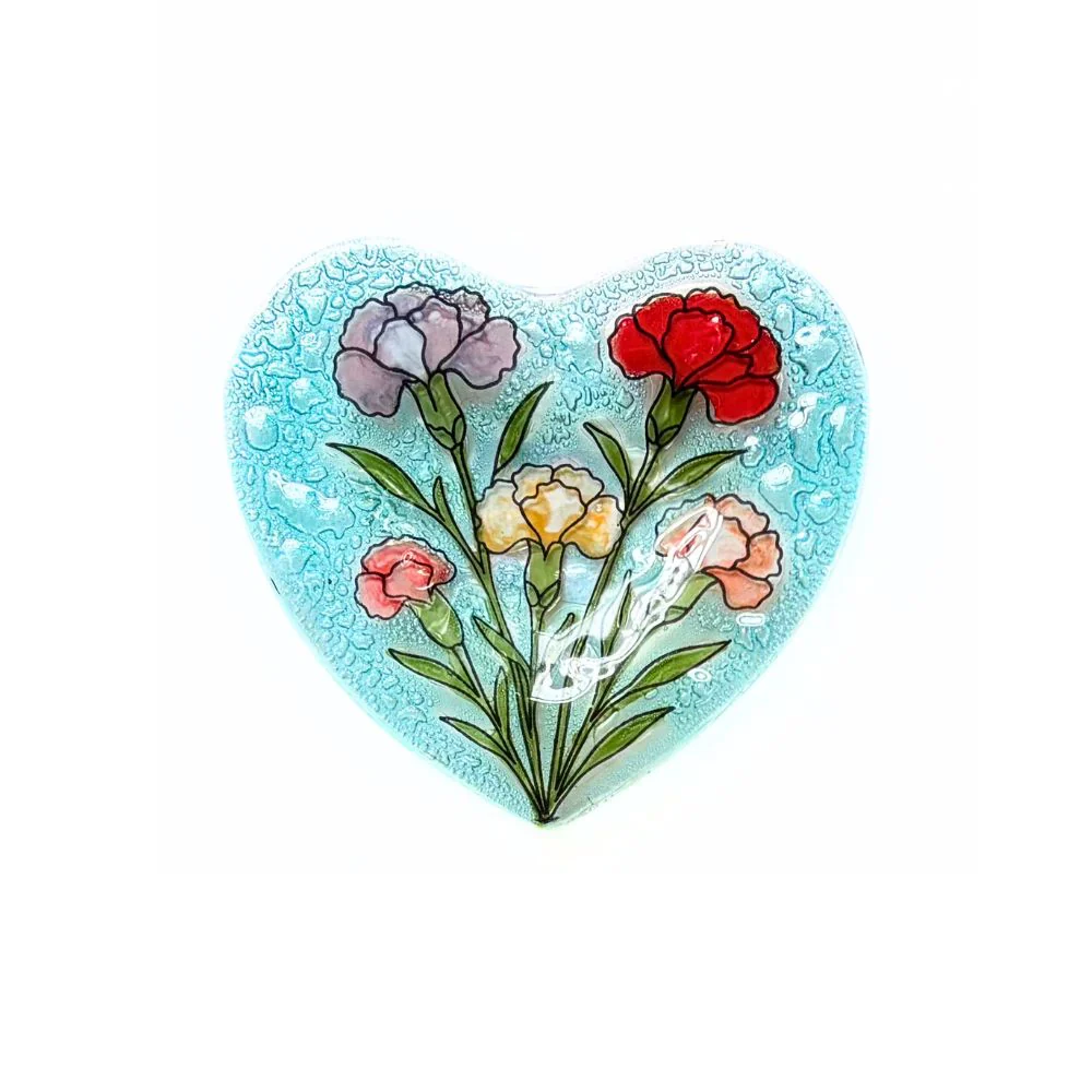 Birth Month Flower Heart Glass Ring Dish - Image 3