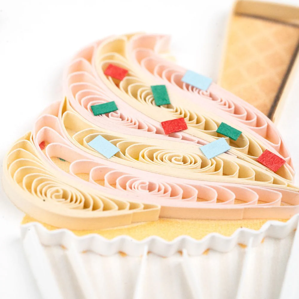 Birthday Cupcake Trio Quilled Greeting Card - Image 2