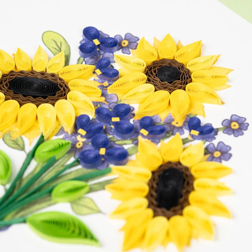 Birthday Sunflower Bouquet Quilled Greeting Card - Image 3