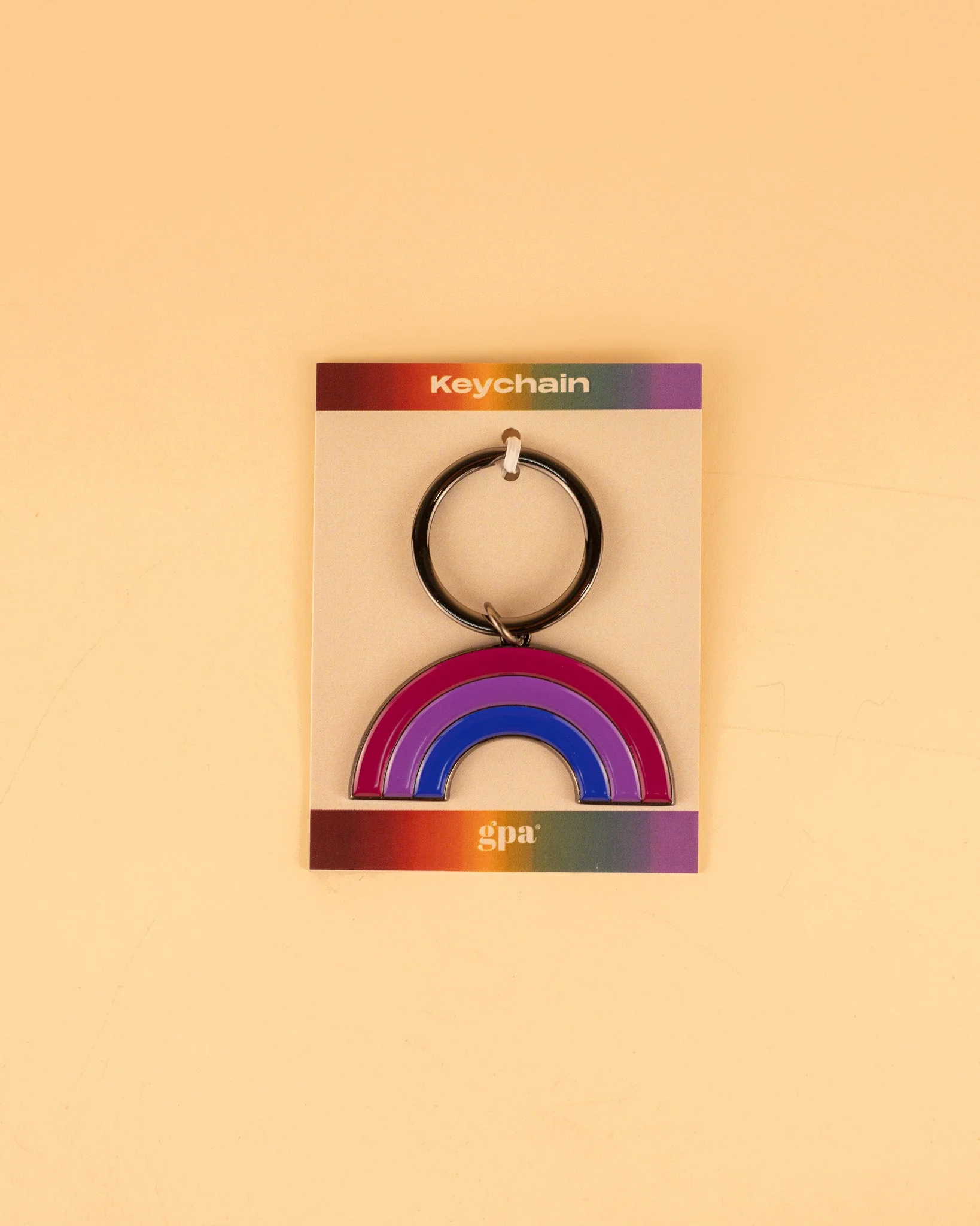 Bisexual Rainbow Enamel Keychain - Image 2
