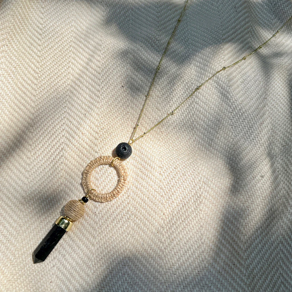 Black Agate Jute Necklace - Image 2