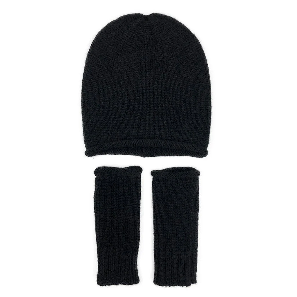 Black Essential Knit Alpaca Beanie - Image 3