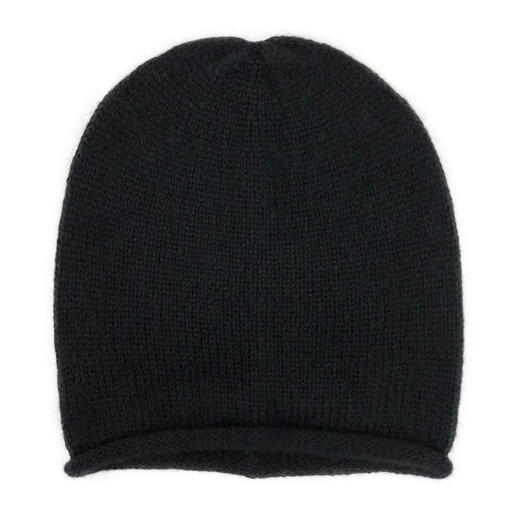 Black Essential Knit Alpaca Beanie - Image 4