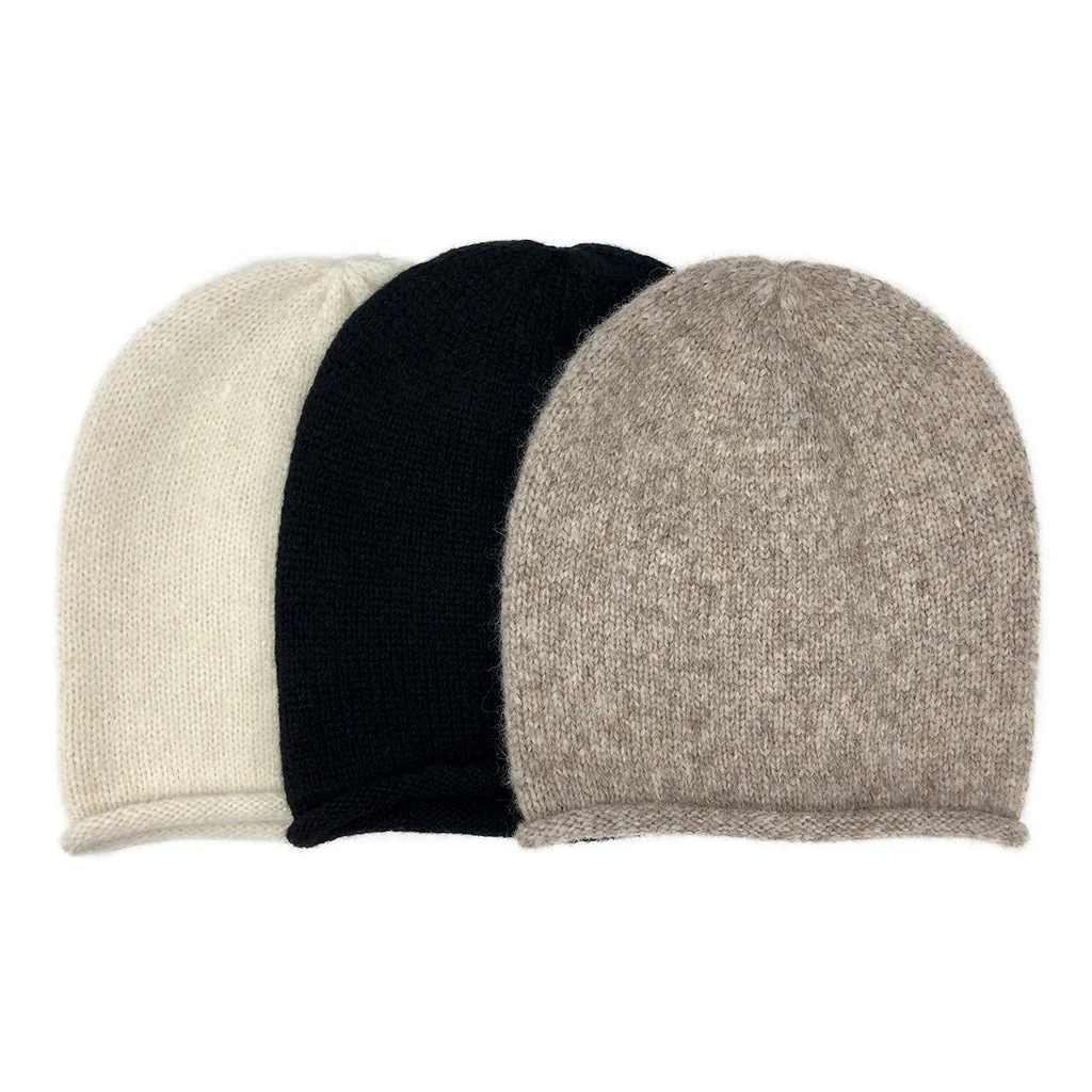 Black Essential Knit Alpaca Beanie - Image 5
